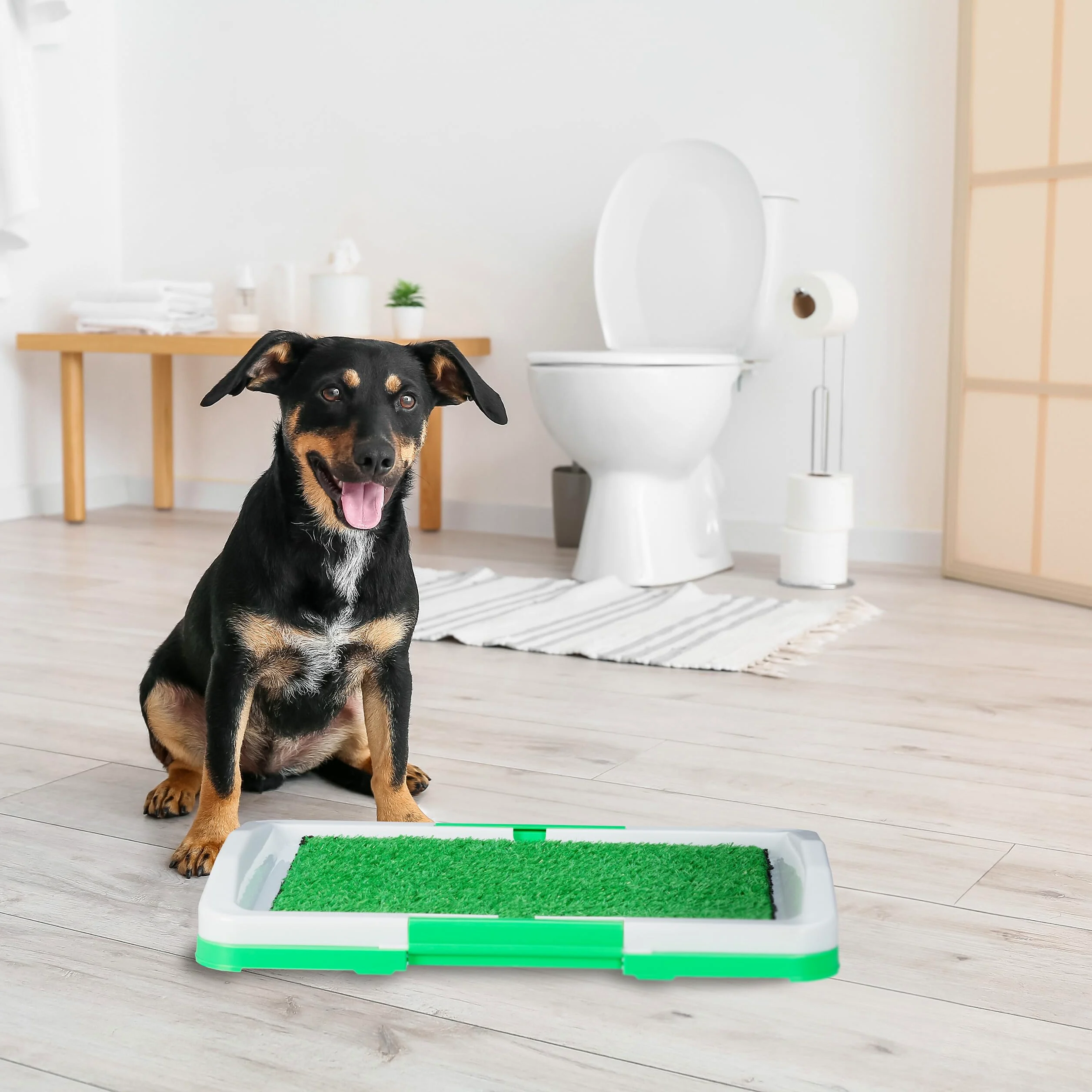 Relaxdays Toaleta dla psów 4 x mata na trawę 5,5 x 45,5 x 33 cm tworzywo sztuczne biały/zielony