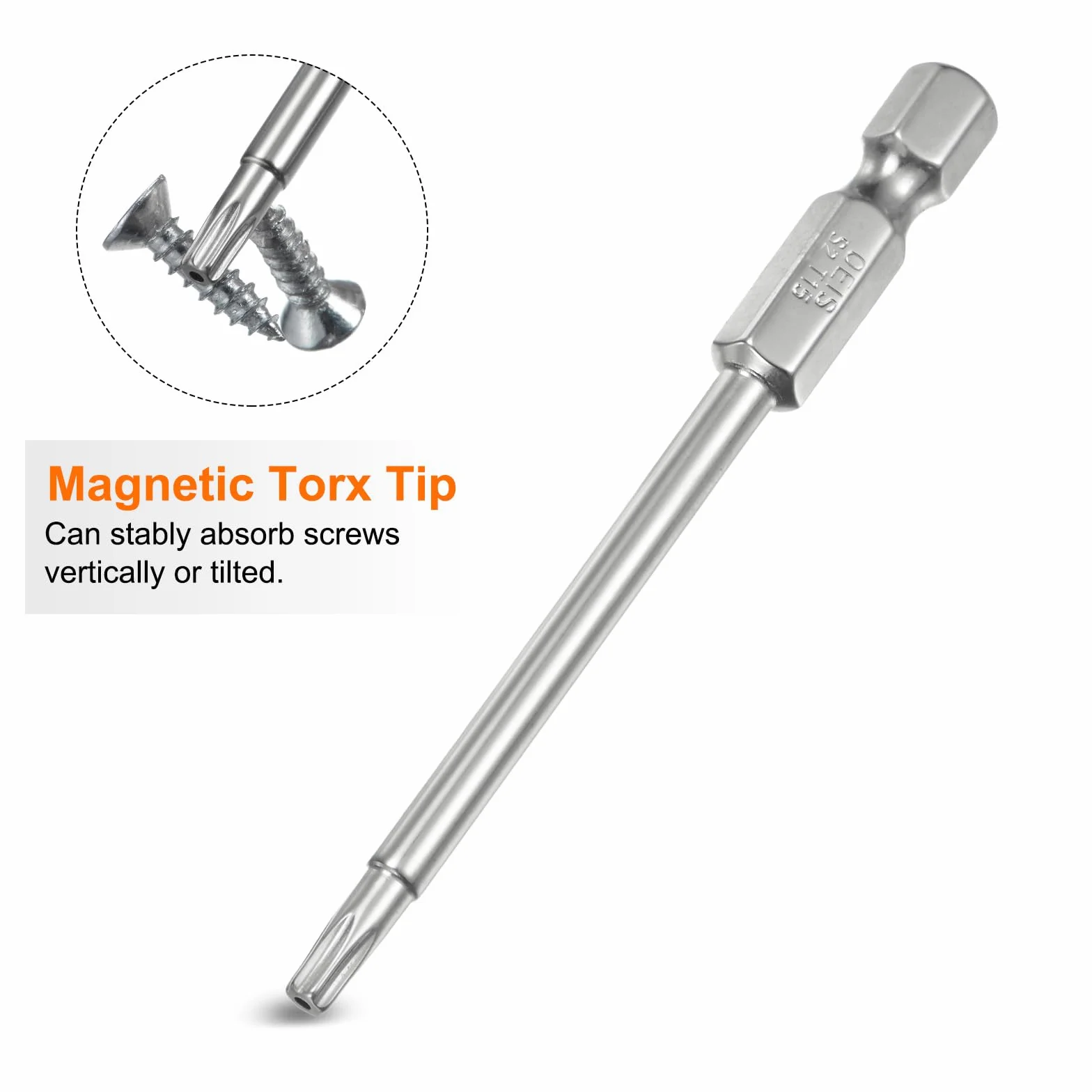 QUARKZMAN 2 szt. T15 Bezpieczeństwo Torx Bit 1/4" Sześciokątny trzpień 3" długi stalowy S2 Magnetyczny odporny na manipulacje Star Bity Wkrętak Torx z otworem do usuwania śrub Mocowanie