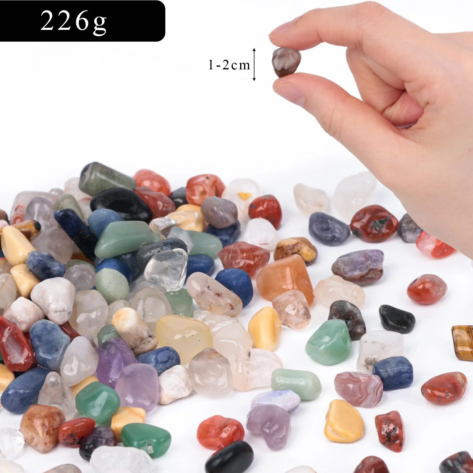 HAKACC 225 g, naturalne kamienie dekoracyjne, 1-2 cm, kamienie dekoracyjne, doniczka na kwiaty, żwir, żwir, do akwarium, doniczki, krajobrazu, wazonu, wypełniacza, dekoracja ogrodu