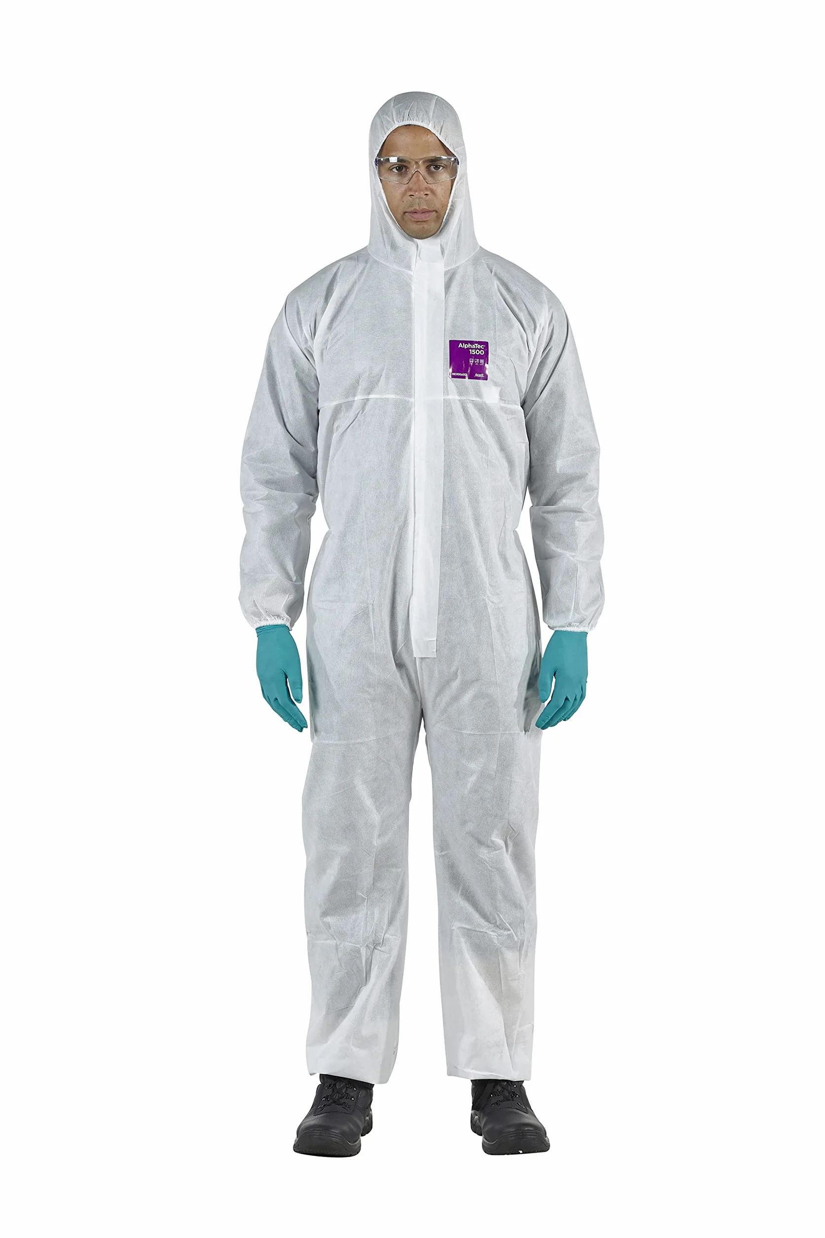 Ansell Alphatec 1500,Ochrona Przed Chemikaliami Typu 5/6,Jednorazowy,Wodoodporny,Pełny Kombinezon Z Kapturem,Chroni Przy Sprzątaniu,Malowaniu,Majsterkowaniu,Pracach Budowlanych,Czerwony,S (1 sztuka)