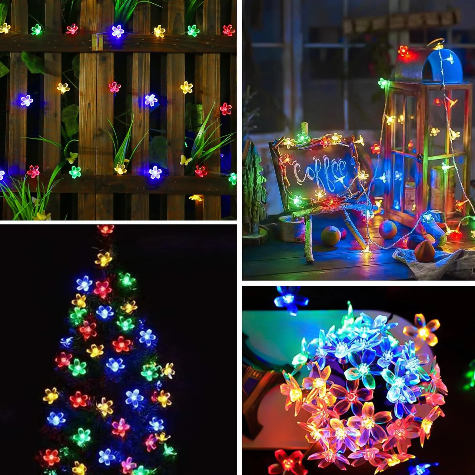ENLACE Łańcuch świetlny z kwiatami wiśni, 3 m, 20 diod LED, zasilany bateriami, kolorowy łańcuch świetlny do ogrodu, na wesele, do wnętrz, na zewnątrz, taras, drzewa, dekoracja na imprezę