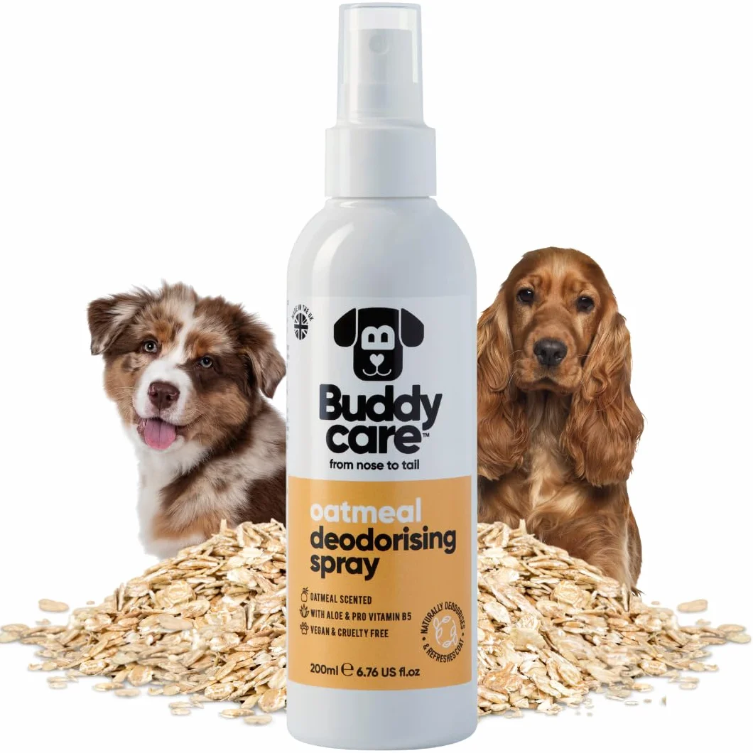 Buddycare Dezodorant w sprayu dla psów - mąka owsiana - środek uspokajający dezodorant dla psów - z aloesem i prowitaminą B5, 200 ml (opakowanie 1 szt.)