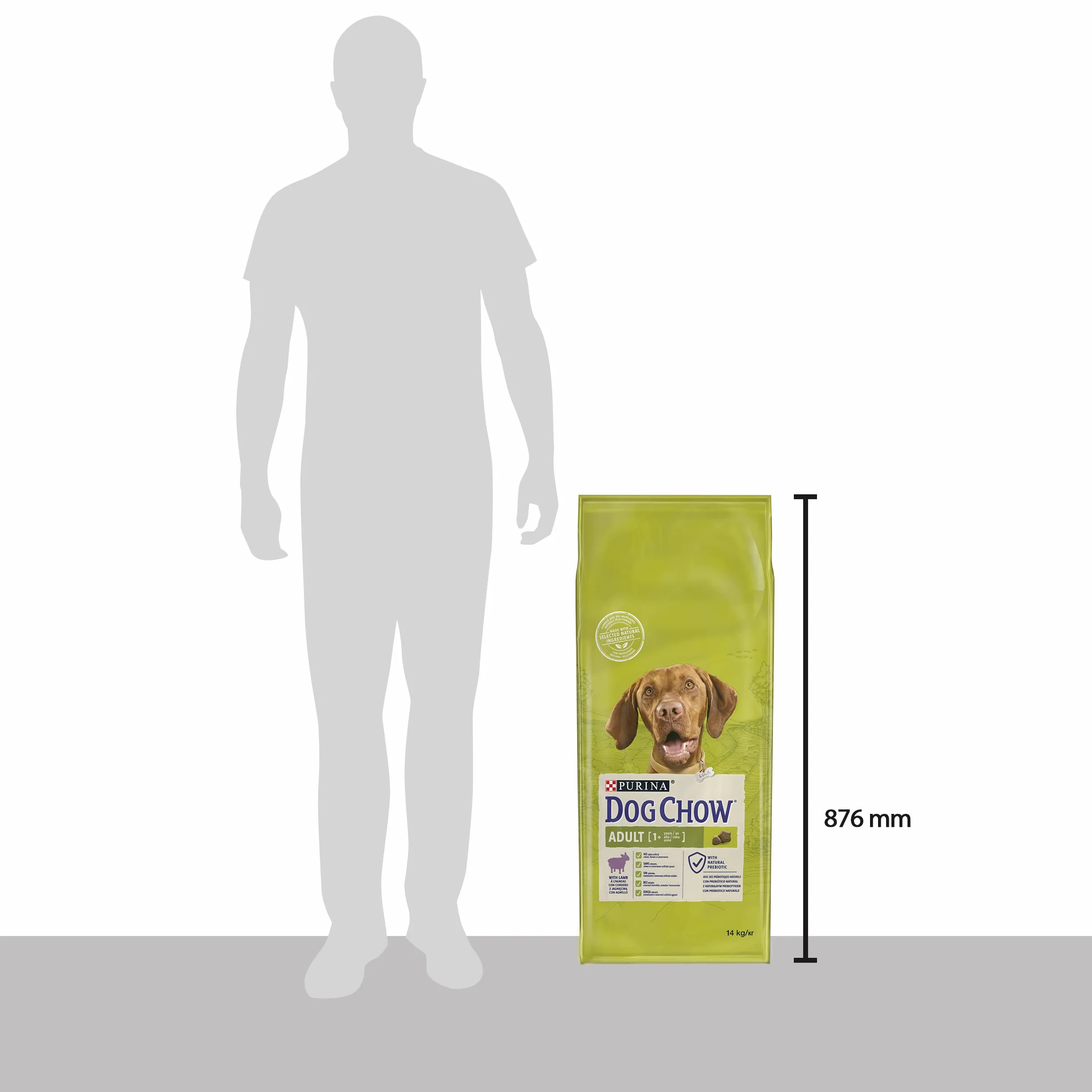 PURINA DOG CHOW | Dorosły | Karma dla dużych psów | Jagnięcina | Zestaw 1 szt. | 14 kg | Torba