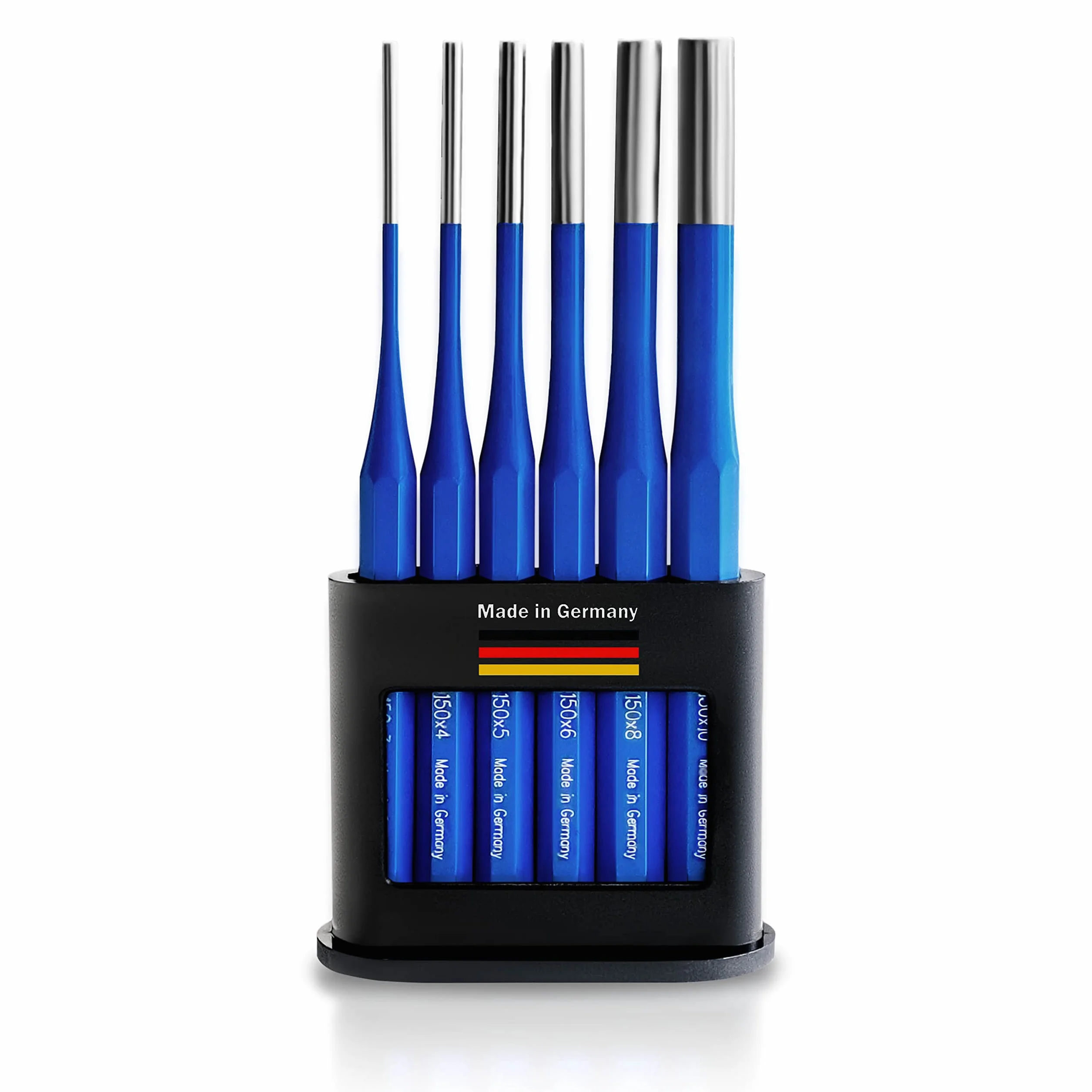 S&R 6-częściowy zestaw sterowników do zawleczek 3, 4, 5, 6, 8 i 10 mm/Made in Germany/ze stali chromowo-wanadowej, hartowany przetwornik zawleczek zestaw średnio długi przetwornik wyrzutnik zestaw