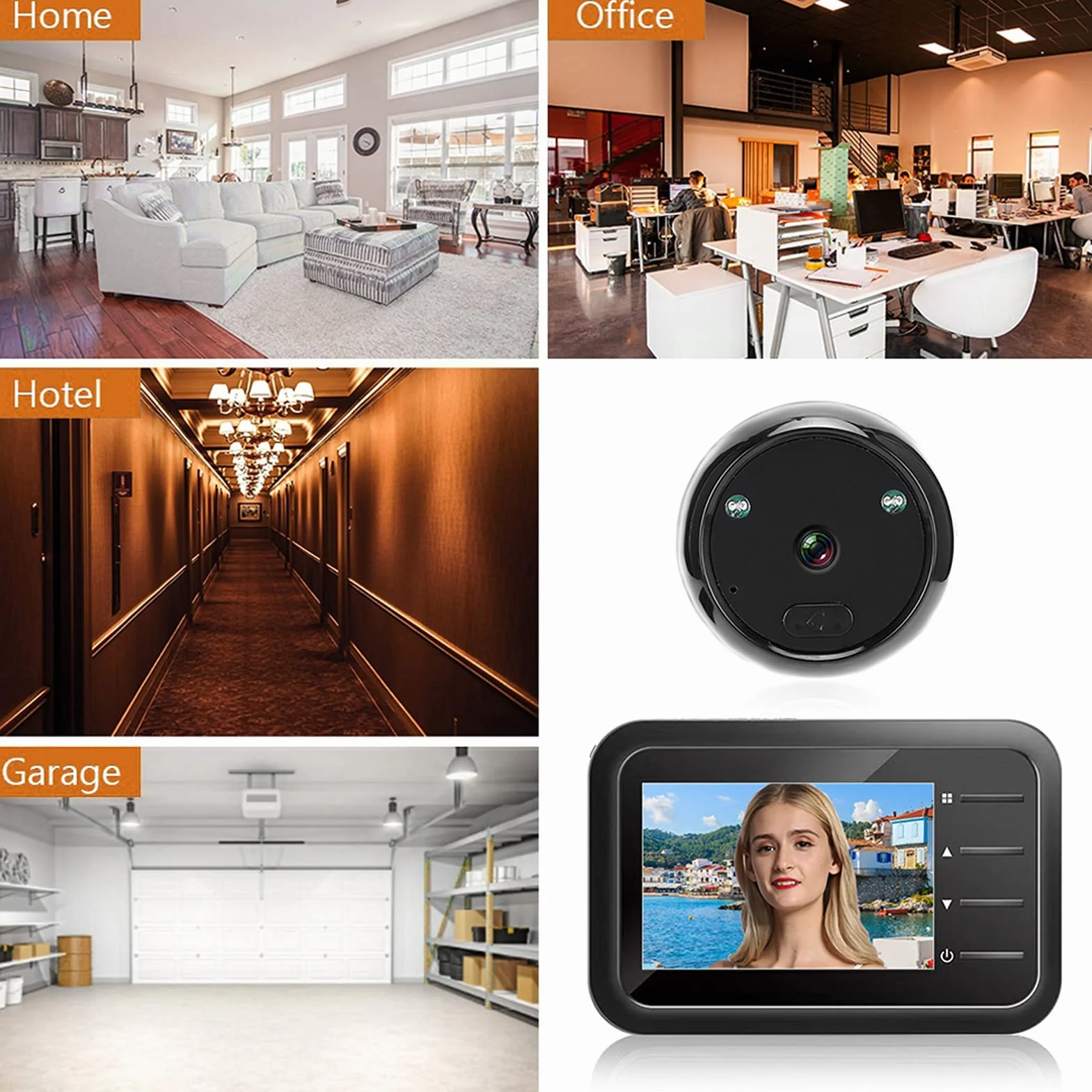 Bezprzewodowy Cyfrowy Dzwonek Wideo, Wizjer z Monitorem LCD 2,4 Cala, Elektroniczna Kamera Monitorująca Cat Eye, Szerokokątny Obiektyw HD 90°, Noktowizor w Podczerwieni, Migawka Ruchu