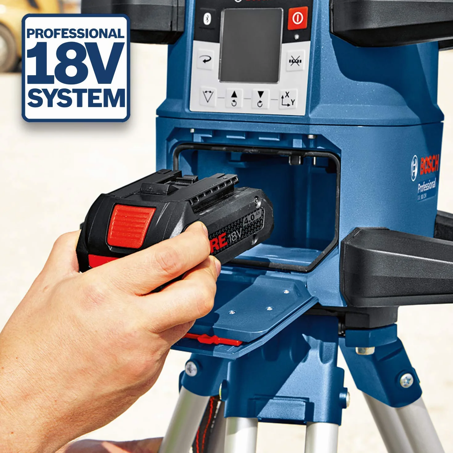 Bosch Professional system 18V: laser obrotowy GRL 600 CHV (1 akumulator ProCORE18V 4.0Ah, szybka ładowarka GAL 18V-40, walizka)