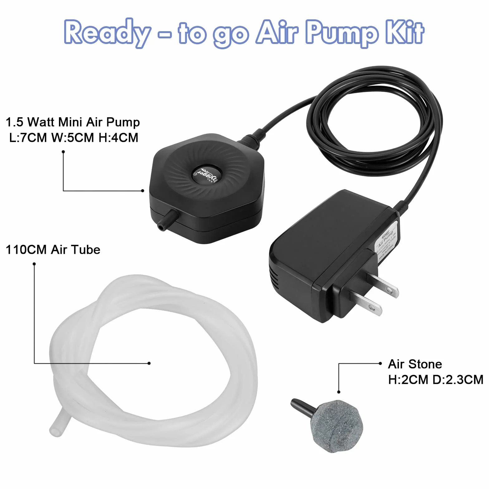 Ultra cicha mini pompka powietrza do akwarium, Betta, 1,5 W, cicha, mała pompa wentylacyjna z wężem Air Stone, przyssawka do miski na ryby 0,5-15 Gal