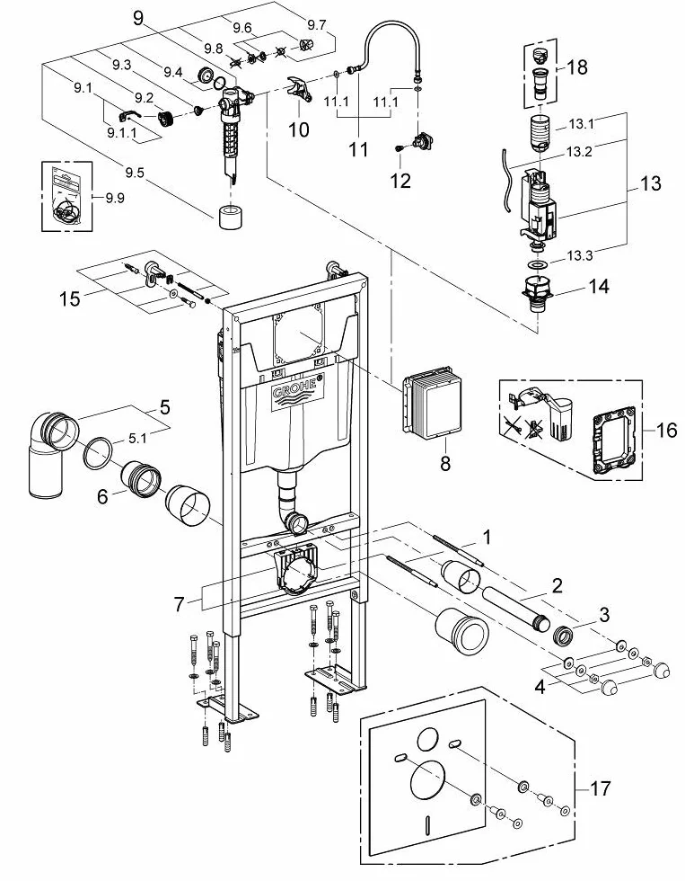 GROHE Rapid SL Stelaż podtynkowy do WC 0.82 m