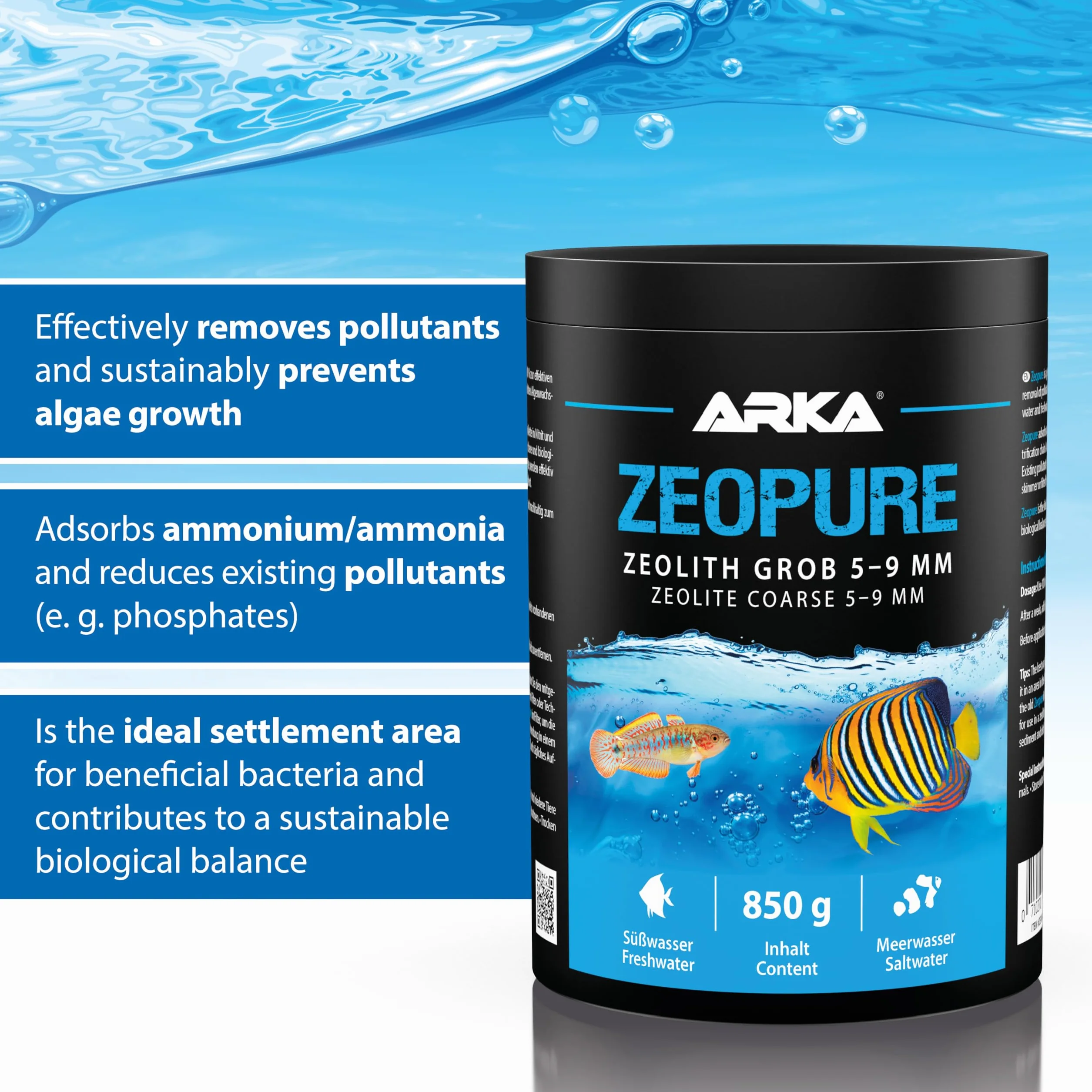 MICROBE-LIFT Zeopure - Premium Zeolith medium filtracyjne, pomaga w walce z algami, toksycznymi substancjami i metalami ciężkimi w akwarium, 1000 ml