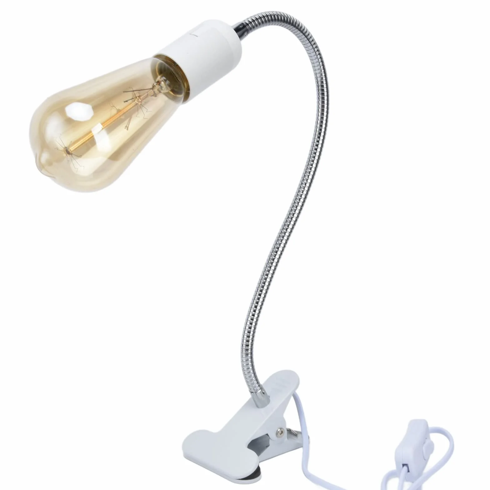 Oprawka do Książki, Oprawy Oświetleniowe LED E27/E26 z Gęsią Szyją i Zaciskiem Mini Lampka na Biurko Przenośna Gęsia Szyja do ż na Zewnątrz, Oświetlenie Biurowe(EU)