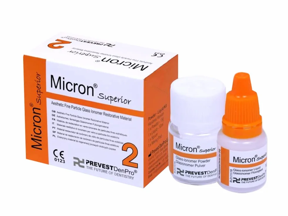 Micron Superior 2 drobne cząstki szklane jonomer wypełnienia korony cement, materiał regenerujący