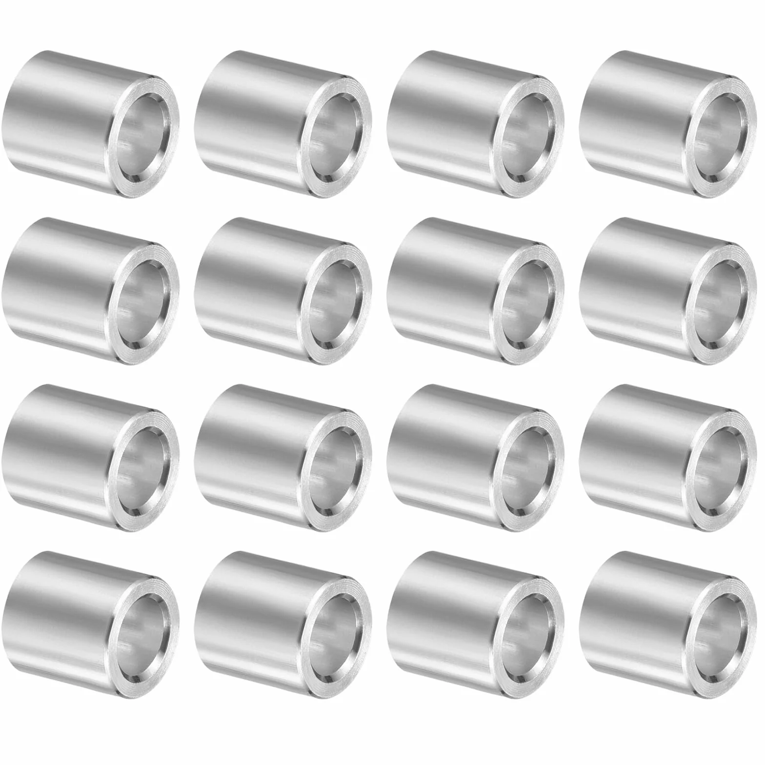 QUARKZMAN 16 szt. aluminiowych elementów dystansowych, 5 mm ID x 8 mm OD x 8 mm długość gładka przekładka bez gwintu gładkie wykończenie okrągły metal, gładka przekładka bez gwintu do śrub M5