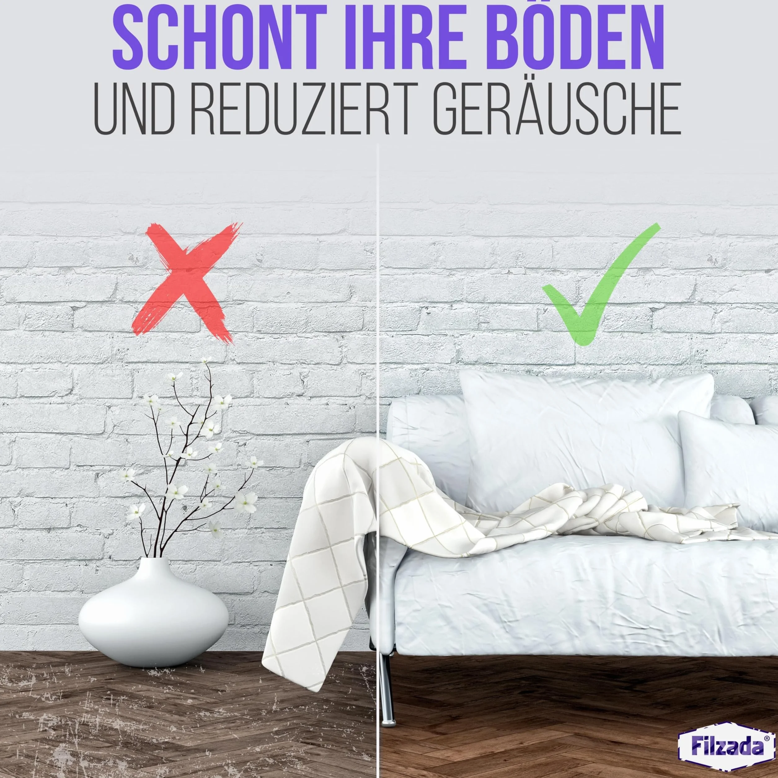Filzada® 16x Ślizgacze teflonowe samoprzylepne - 30 x 30 mm (kątowe) - profesjonalne ślizgacze meblowe/ślizgacze dywanowe PTFE (teflon)