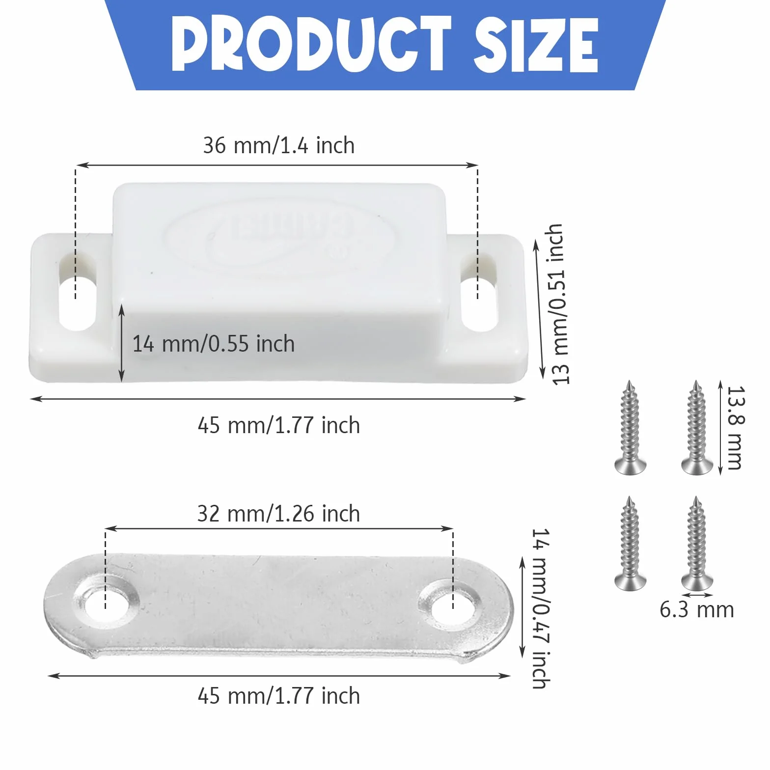 5 sztuk zatrzasków magnetycznych w kolorze białym, magnesy na drzwi, magnetyczne zamknięcie do szafy, drzwi szafy, drzwi, mebli, szuflad