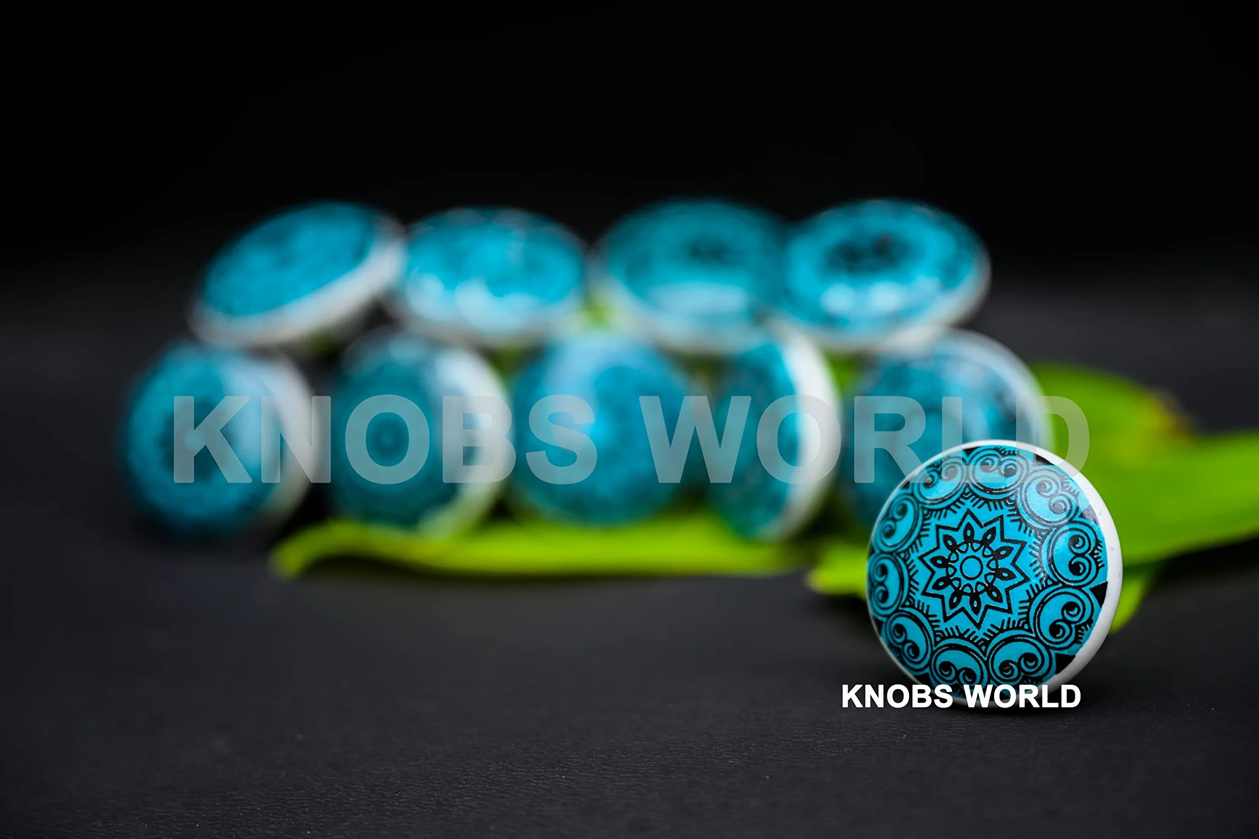 Uchwyty ceramiczne w stylu vintage z motywem kwiatowym, mieszane, do drzwi, szafki, szuflady, 10 szt., zielone (Aqua Green), xfer