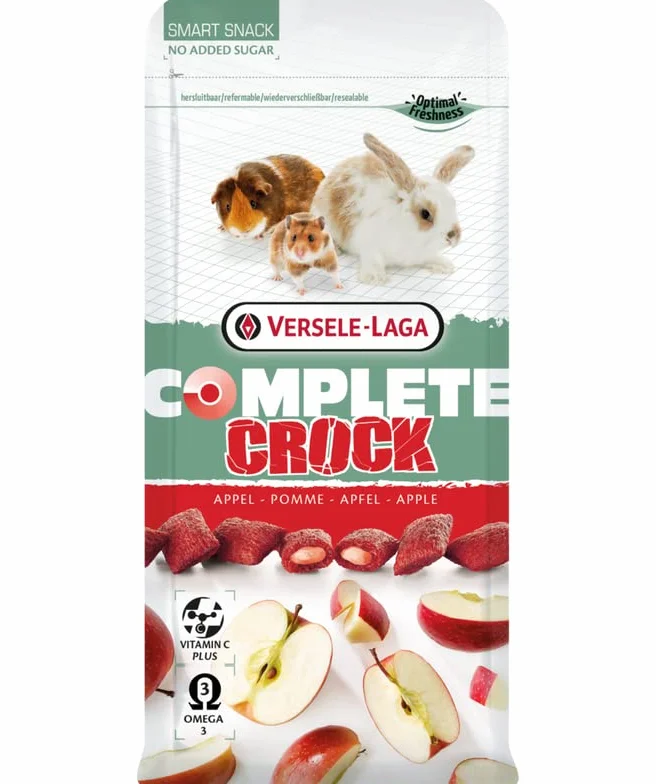 Versele-Laga Kompletne jabłko Crock | Potrójne opakowanie | 3 x 50 g | Przekąska dla królików i gryzoni | Chrupiące na zewnątrz i miękkie nadzienie jabłkowe | Łatwe do trawienia i bez dodatku cukru