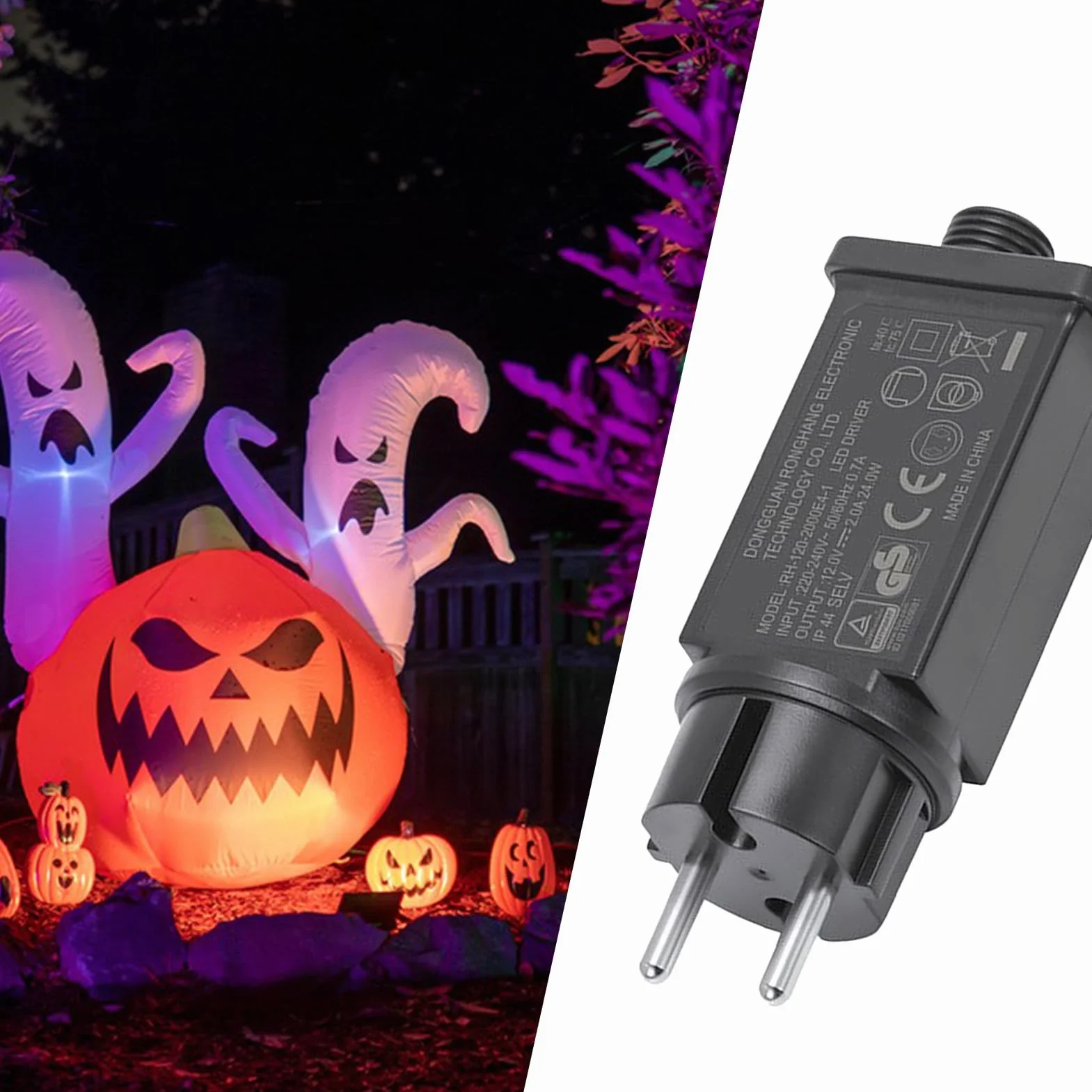 Transformator ?wiat?a LED,Zasilacz 12V Wtyczka UE Do Lampek LED,Wodoodporna Transformator Niskonapi?ciowa IP44 | na Halloween i Bo?e Narodzenie