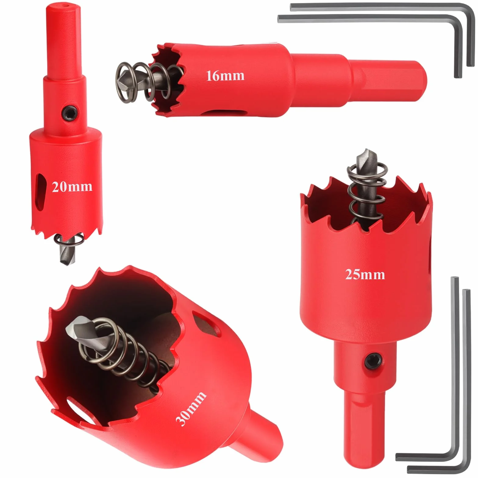 Zestaw otwornic do drewna 4-częściowy 16-30 mm węglik bimetal trzon sześciokątny