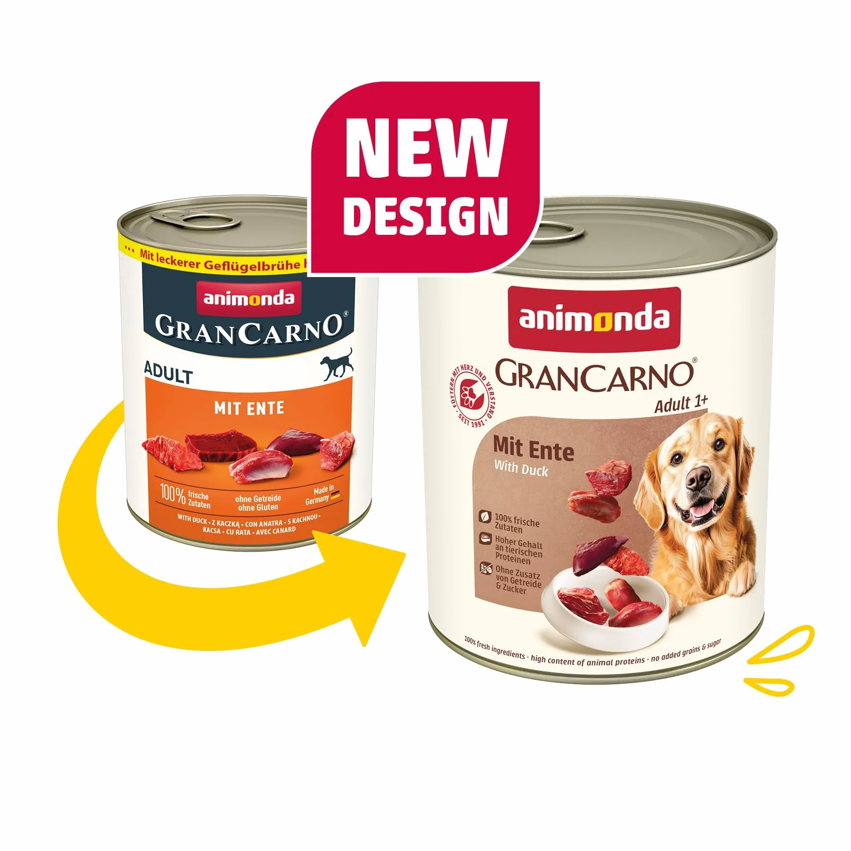 GranCarno mokra karma dla psów, mocna Variation II (6 x 800 g), mokra karma dla psów bez zbóż i cukru, dla dorosłych psów, ze świeżymi mięsistymi składnikami