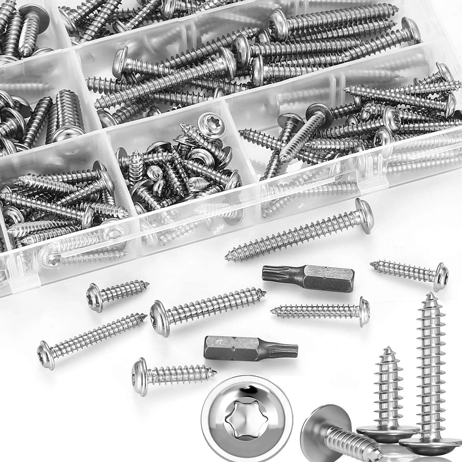 150 szt. wkrętów do drewna M4 M5, wkręty do drewna waflowego, Torx, śruby kratownicowe Torx, deski tarasowe, płyta wiórowa do blachy, 150 szt