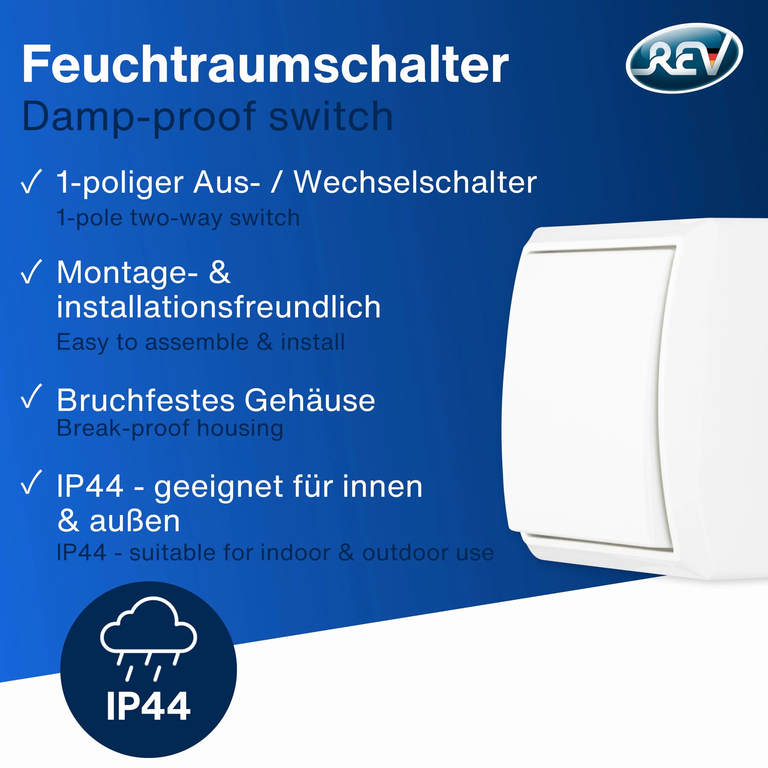 REV Ritter 0510273555 AquaForm AP przełącznik wyłączający, biały