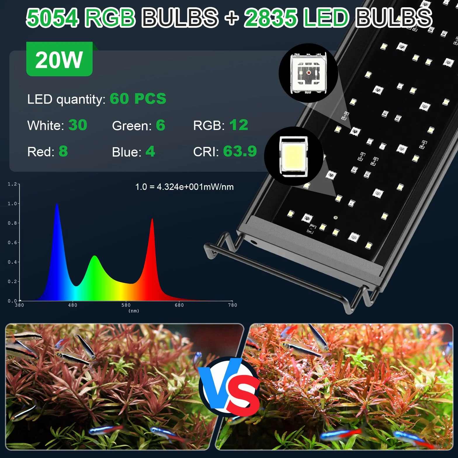 hygger Oświetlenie LED do akwarium (20 W)