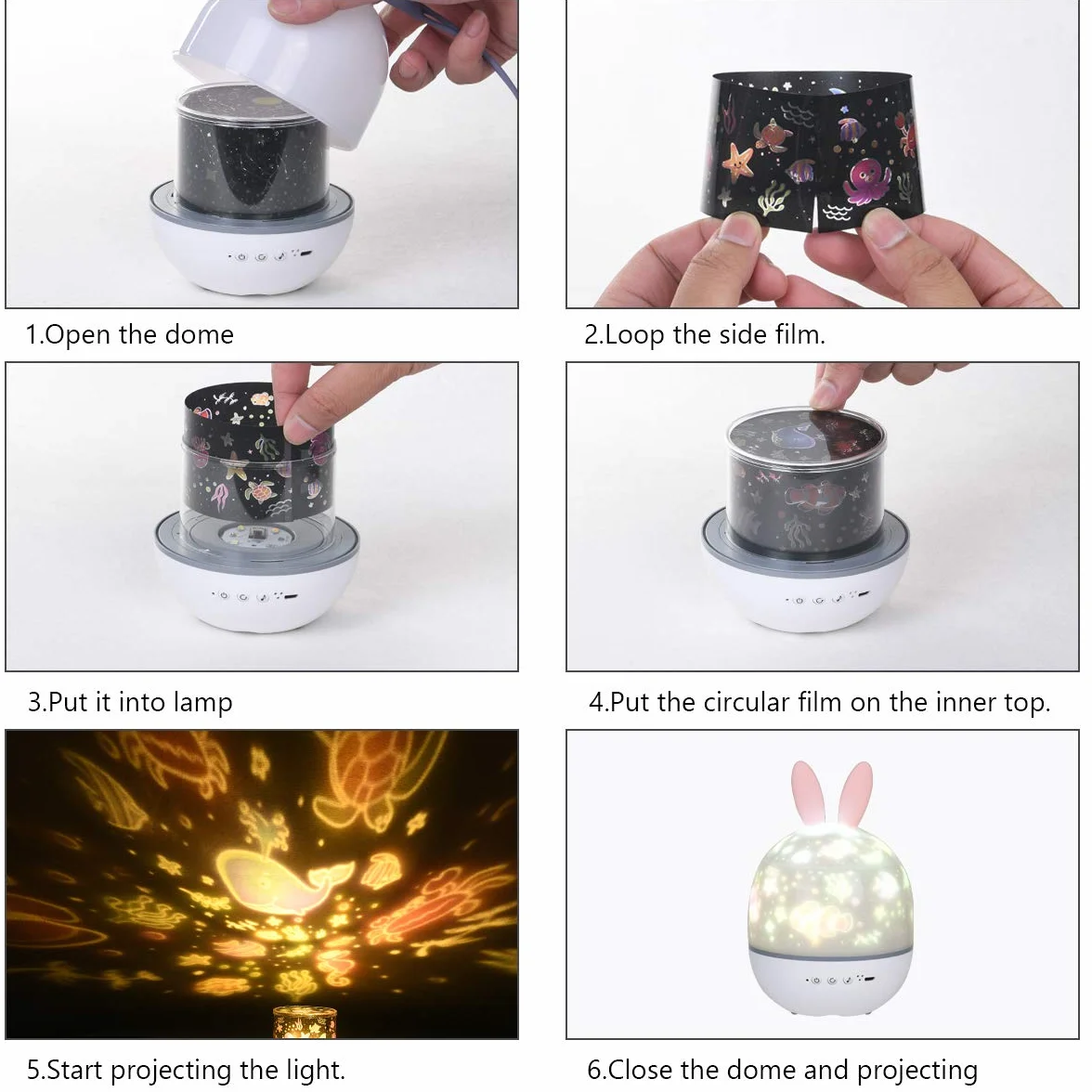 URAQT Projektor gwiaździstego nieba, obrotowy o 360° Starry Projector Light, lampka nocna LED dla dorosłych z timerem i pilotem zdalnego sterowania, 4 tryby świetlne, 6 tematów projekcji, 7 poziomów