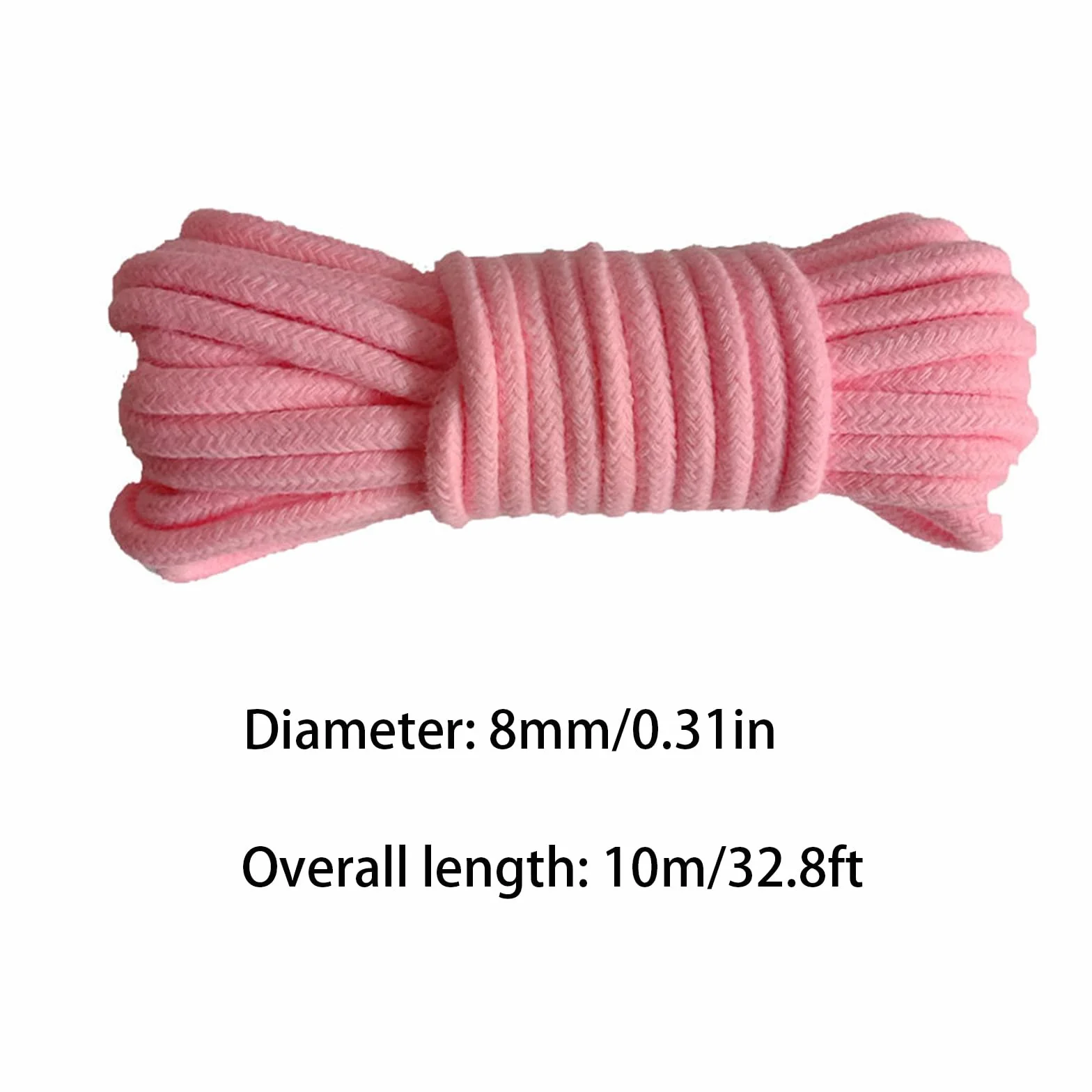 Linka bawełniana pleciona, lina polipropylenowa, długość 10 m, grubość 8 mm, na kemping, do ogrodnictwa, żeglarstwa, sznurek, dla zwierząt domowych, wspinaczki (różowy)