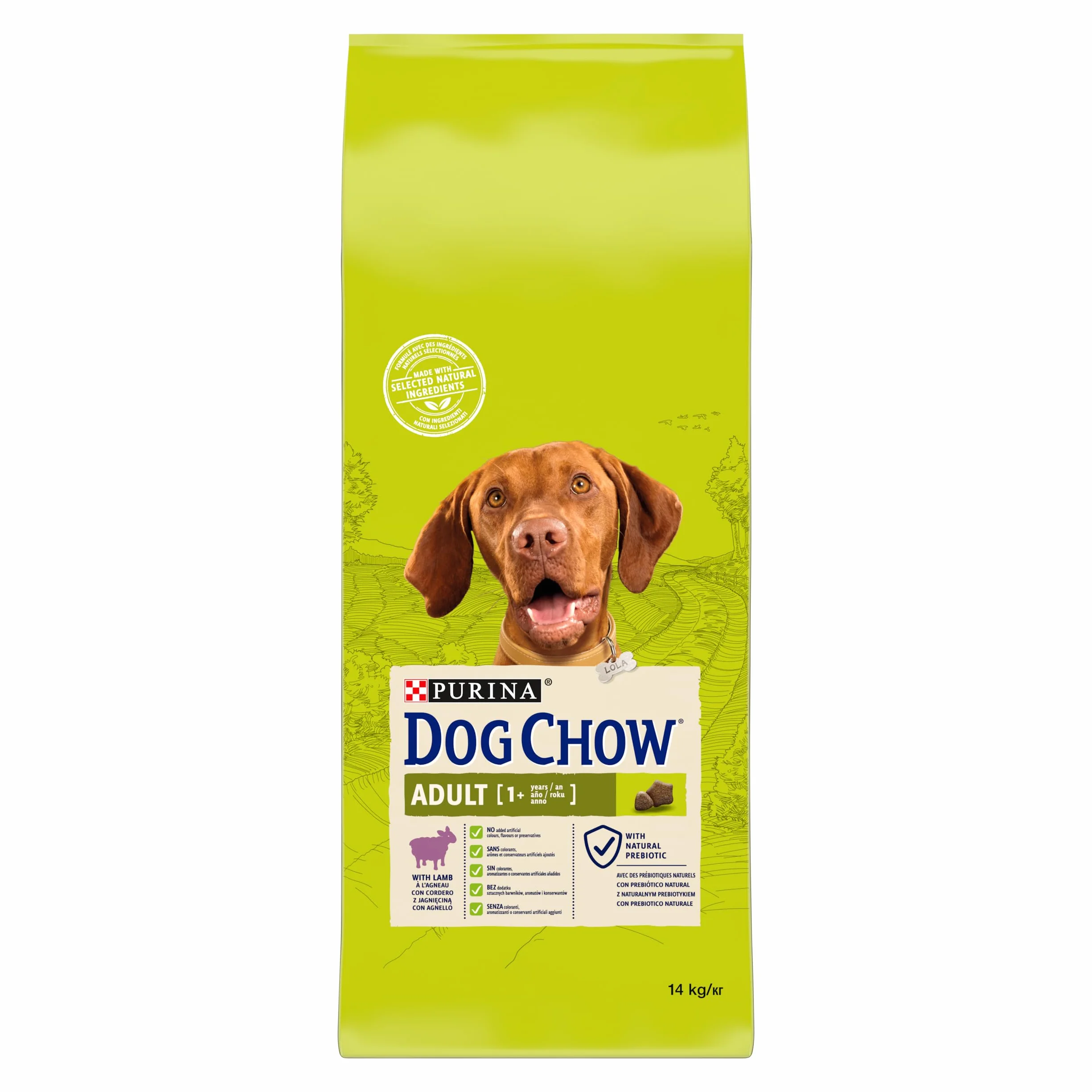 PURINA DOG CHOW | Dorosły | Karma dla dużych psów | Jagnięcina | Zestaw 1 szt. | 14 kg | Torba