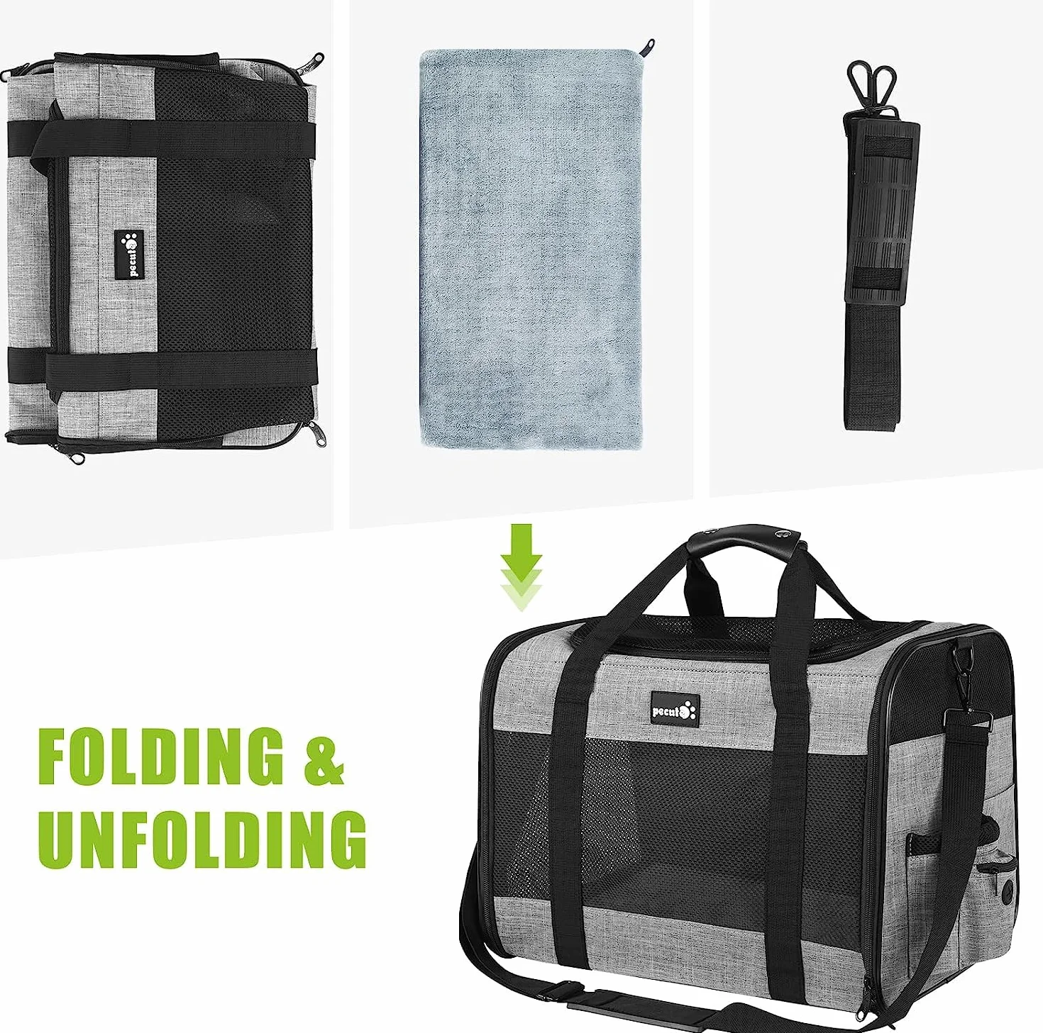Pecute® torba na zwierzęta domowe, duża, plecak dla kota, przenośna torba podróżna dla psa, oddychająca siatka, odpowiednia zarówno na długie, jak i krótkie podróże, przeznaczona dla kotów i szczeniąt