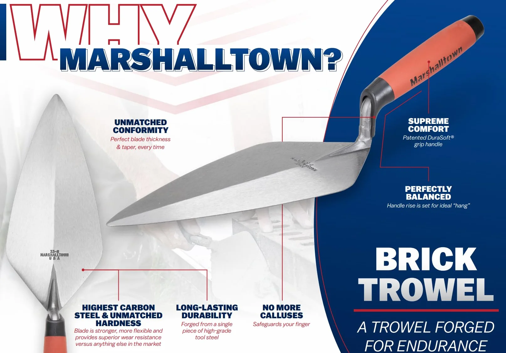 Marshalltown 19L11 Kielnia ceglana 28 cm Skórzany uchwyt