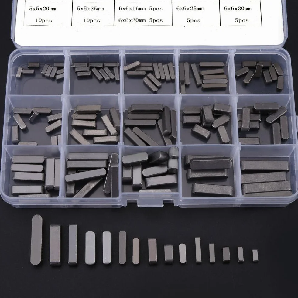 140 Stück Rundkeil, Passfedern für Parallelantrieb 8 mm, 10 mm, 12 mm, 16 mm, 20 mm, 25 mm, 30 mm