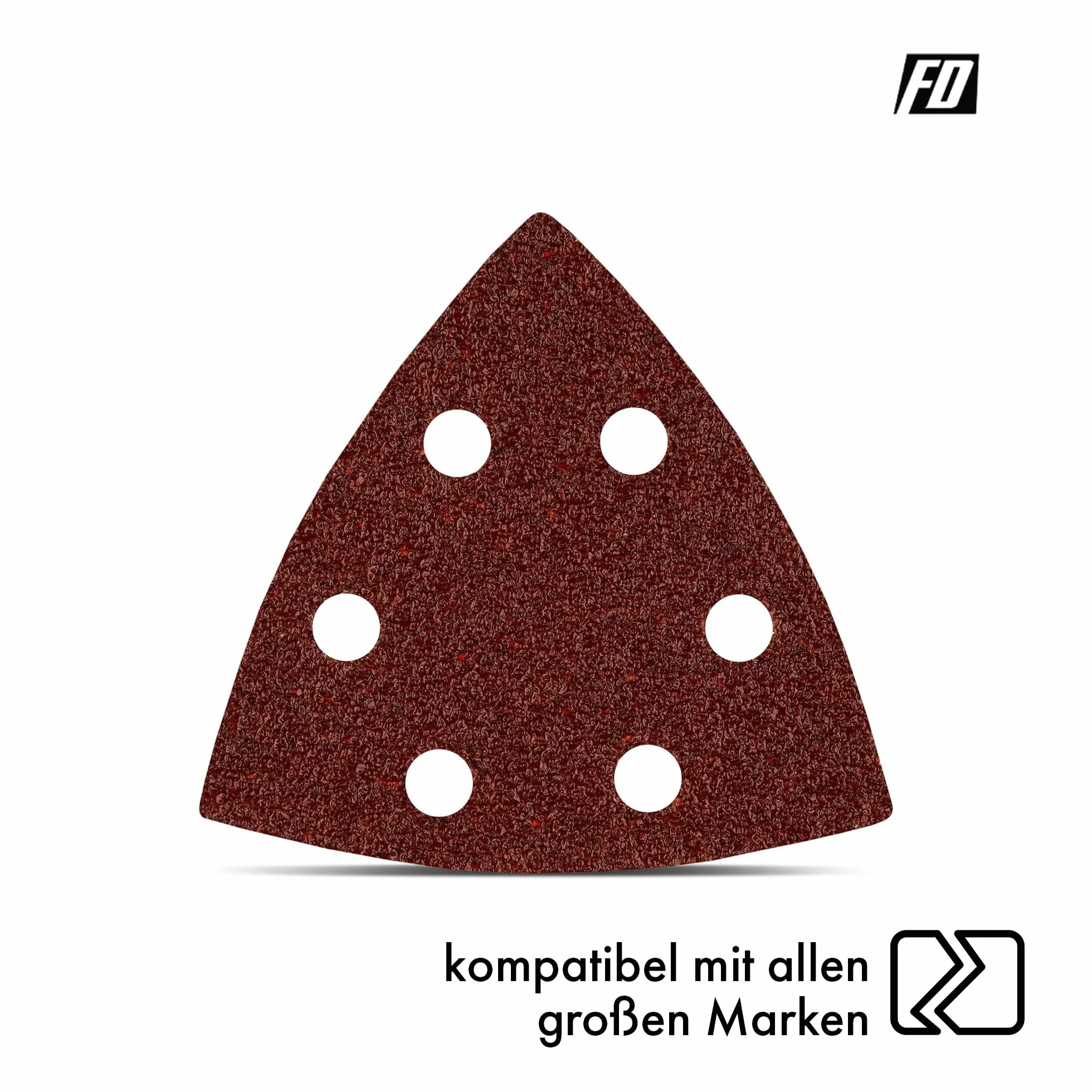 Delta-Trójkąty szlifujące │ 120 sztuk │ 6 otworów │ 93 x 93 mm │ Mixpack (20 x ziarno 40/60/80/120/180/240 każdy) │ do szlifierek delta │ Arkusze ścierne │ Papier ścierny