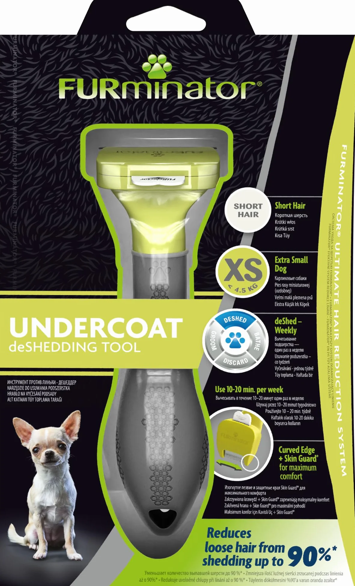FURminator deShedding Tool szczotka dla psa rozmiar XS krótkie włosie - szczotka dla bardzo małych psów do usuwania podszerstka - ulepszona konstrukcja
