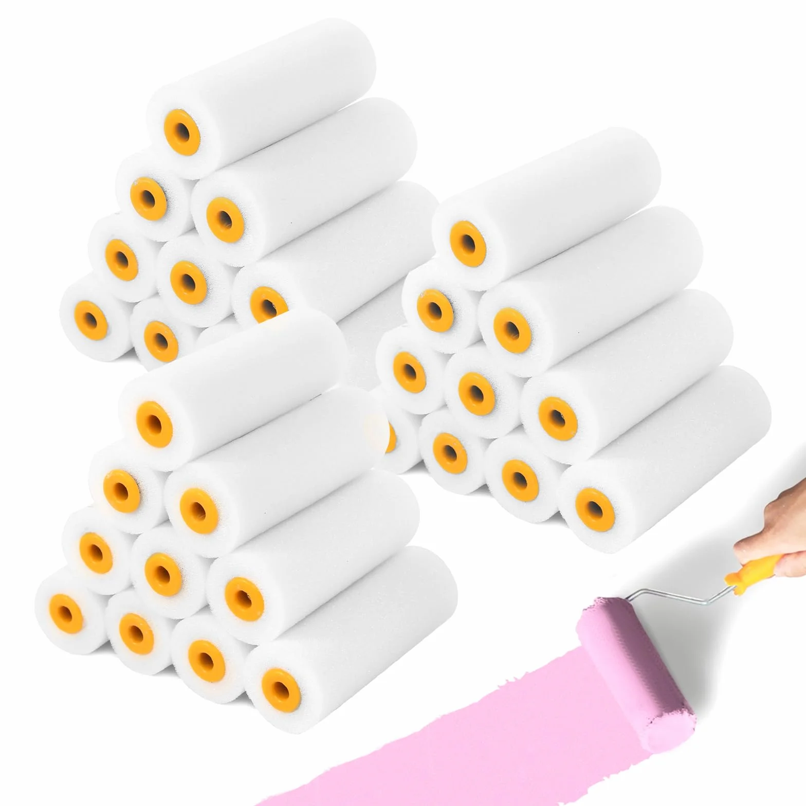 Wałek malarski, 30 x rolka piankowa, rolka lakieru, 10 cm, wałek malarski, wałek malarski, mały wałek do lakierowania domu i mebli oraz dekoracji