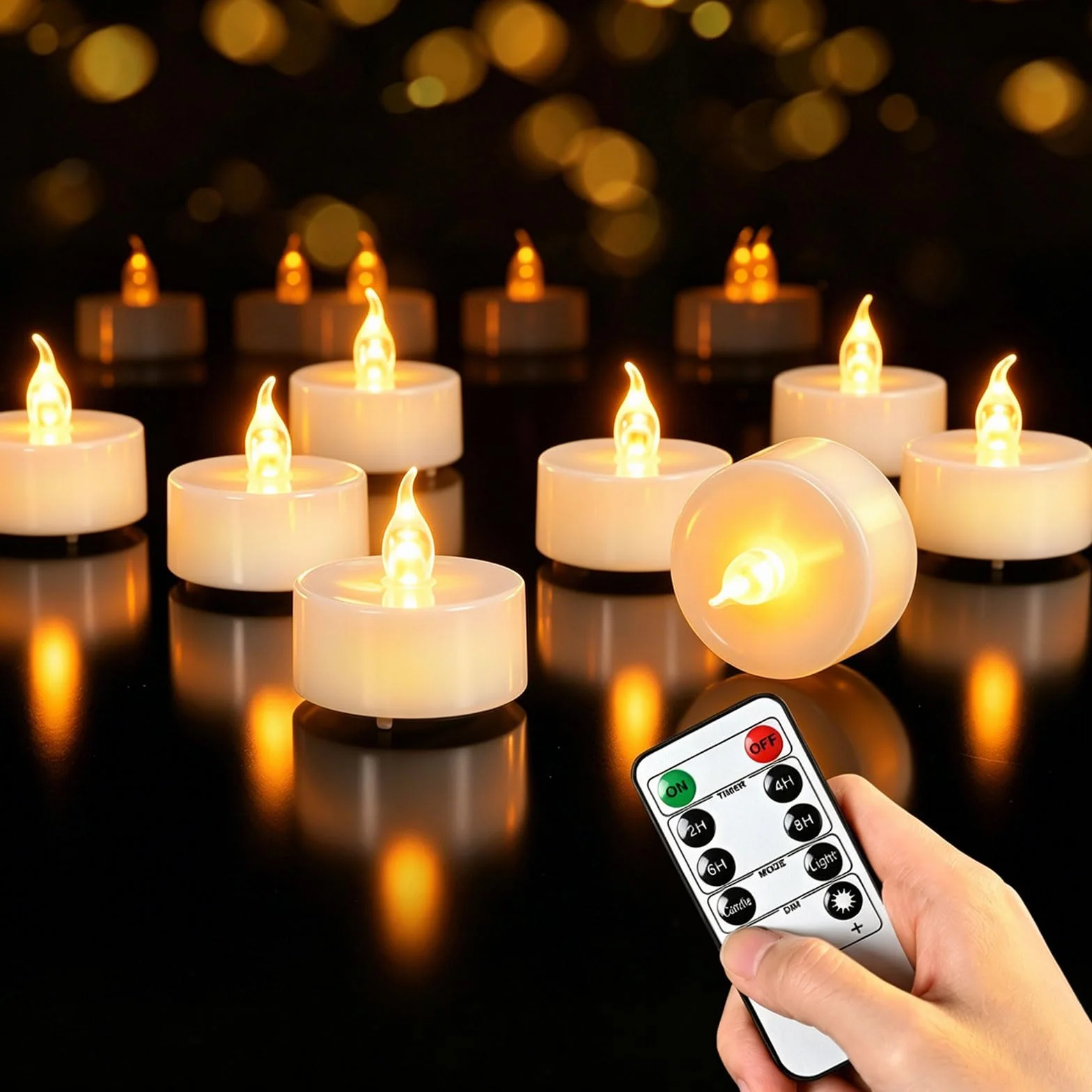 cimetech 12PC Led Tea Lights z timerem, elektryczne migoczące świece ledowe na baterie z pilotem zdalnego sterowania do domu, pokoju, stołu, Halloween, dekoracji świątecznych
