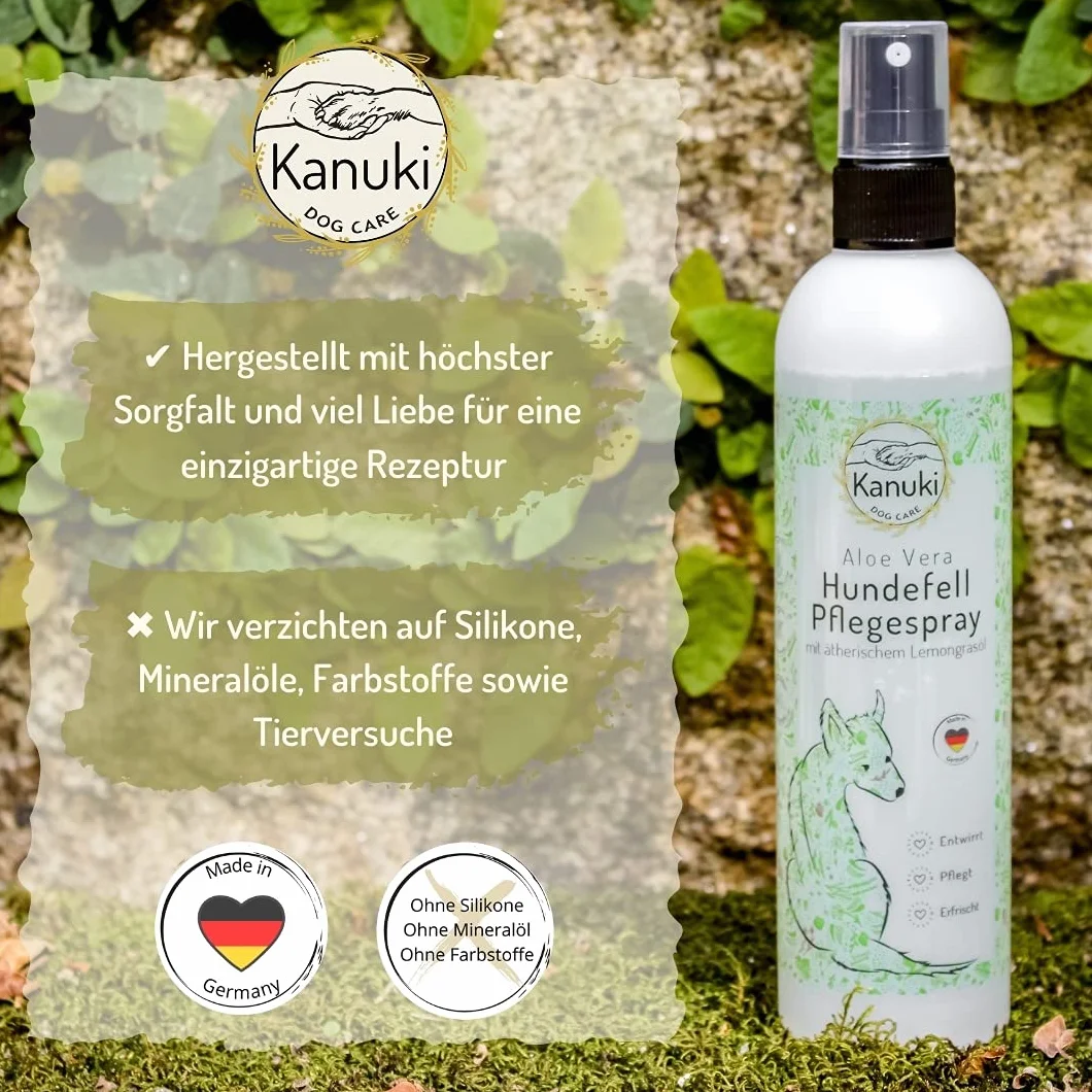 Spray do pielęgnacji sierści psa 200 ml z olejkiem z trawy cytrynowej i aloesem