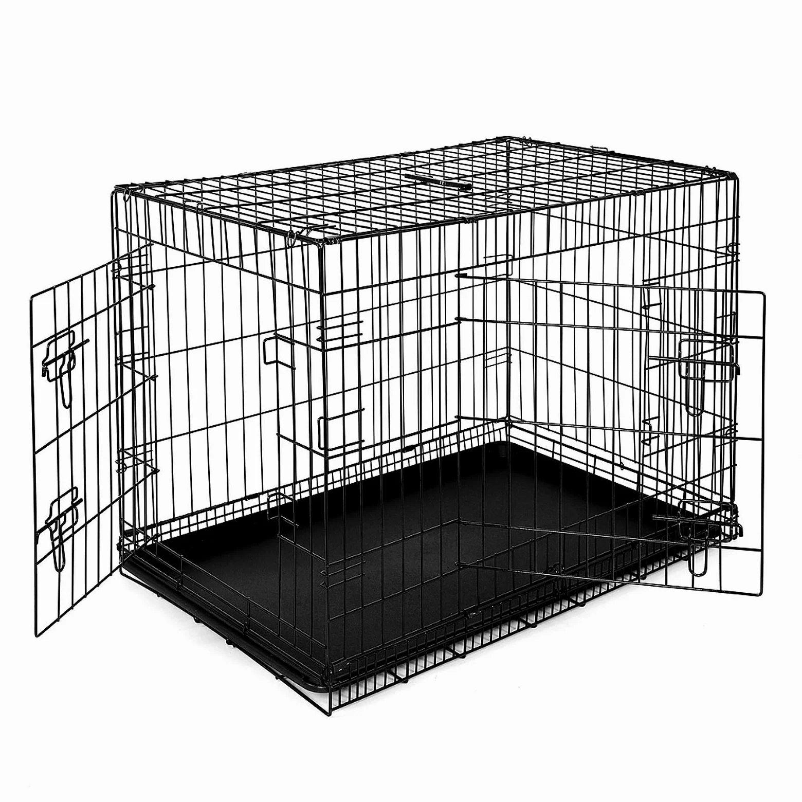 Lionto Transporter dla psa i kota 92x58x64 cm metalowa klatka z plastikową wanną czarny
