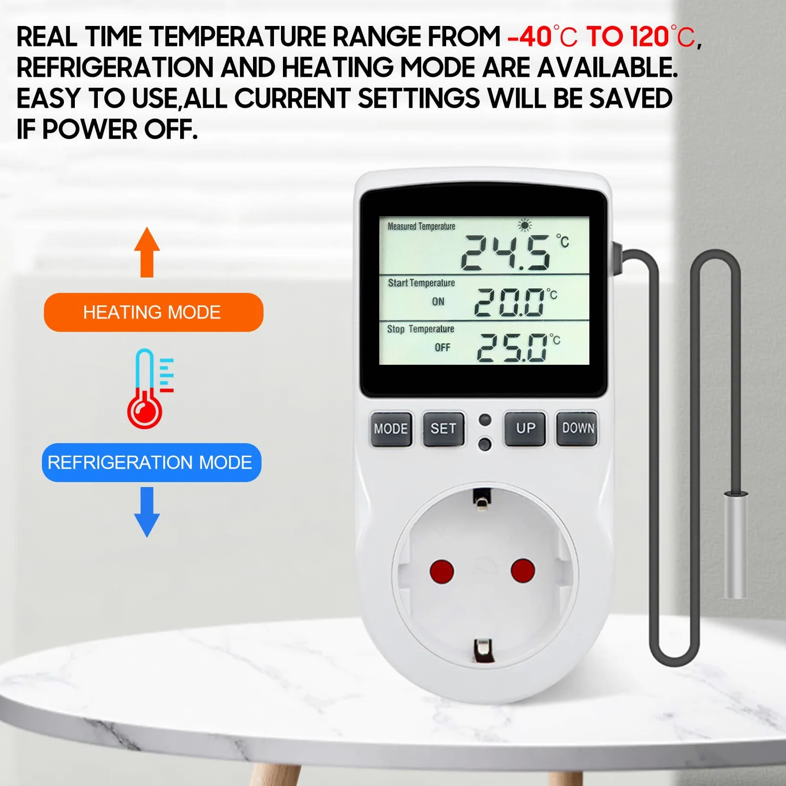 Weytoll Cyfrowy regulator temperatury 220 V LCD do szklarni akwarium terrarium
