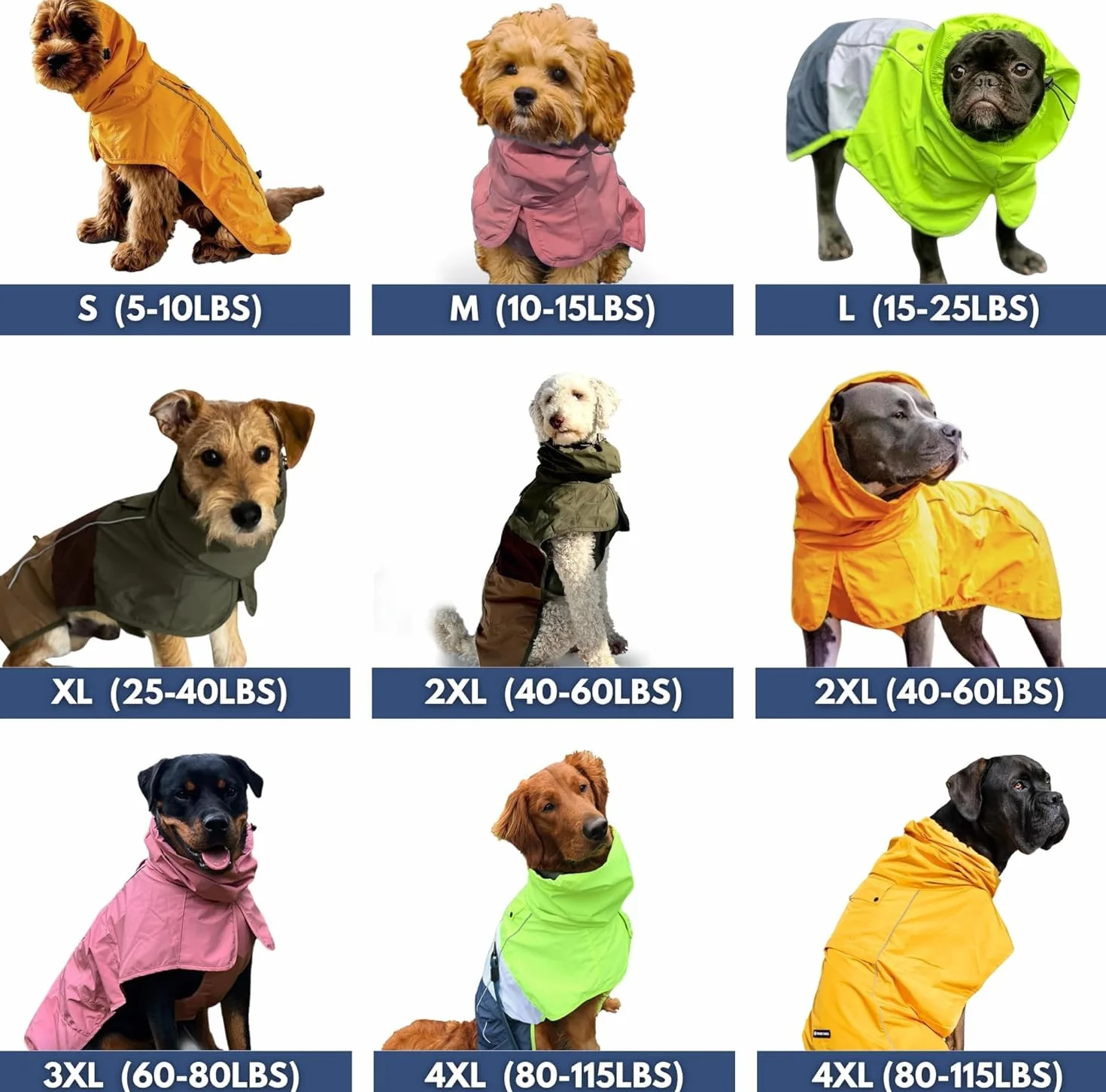 Spark Paws Płaszcz przeciwdeszczowy dla psa, wodoodporna, wiatroszczelna kurtka przeciwdeszczowa, dla małych, średnich i dużych psów, odblaskowy, oddychający, zakrycie całego ciała, suchy kombinezon -