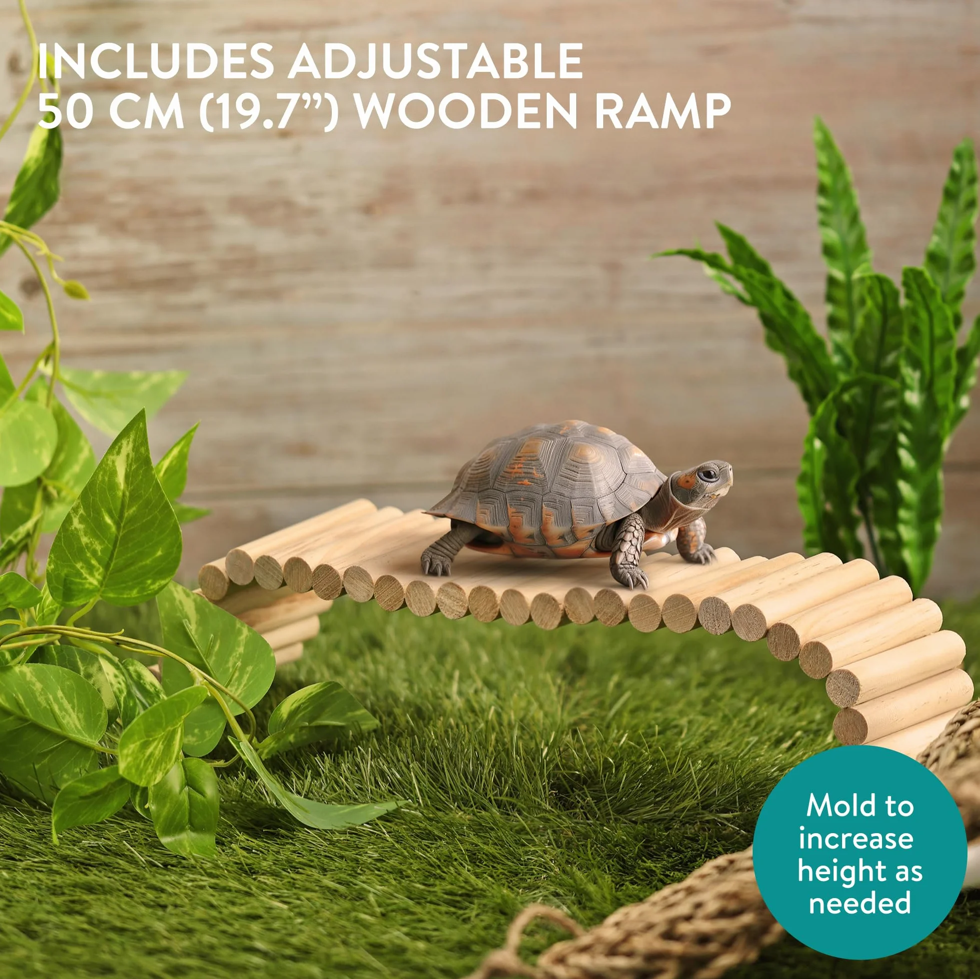 Navaris Zestaw 5 akcesoriów do terrarium z brodą, hamak trójkątny, linka 50 cm, dwie rośliny, drewniany most, pasuje dla gadów