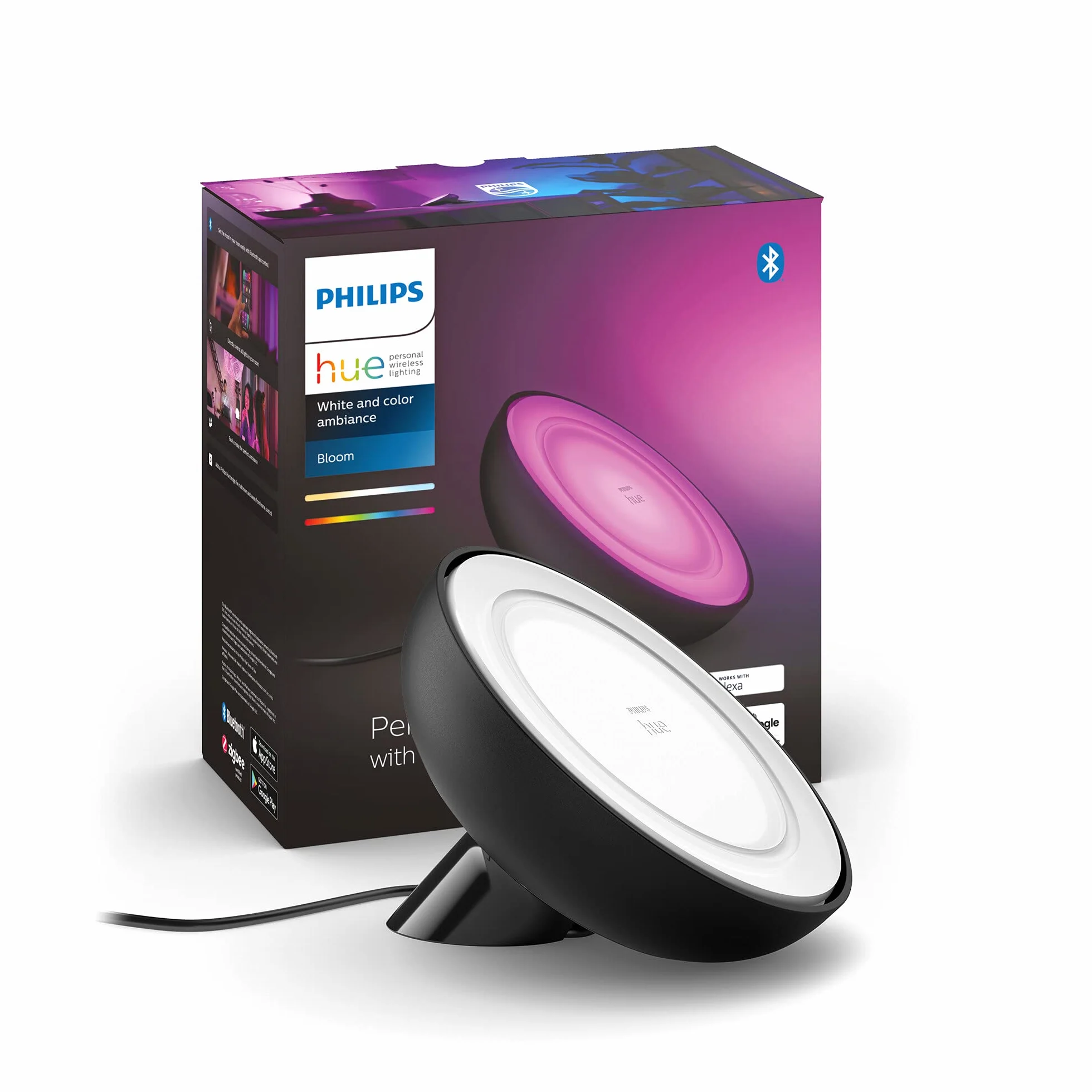 Philips Hue Bloom White and color ambiance Lampa stołowa LED, czarna, 16 mln kolorów, możliwość przyciemniania, sterowanie aplikacją