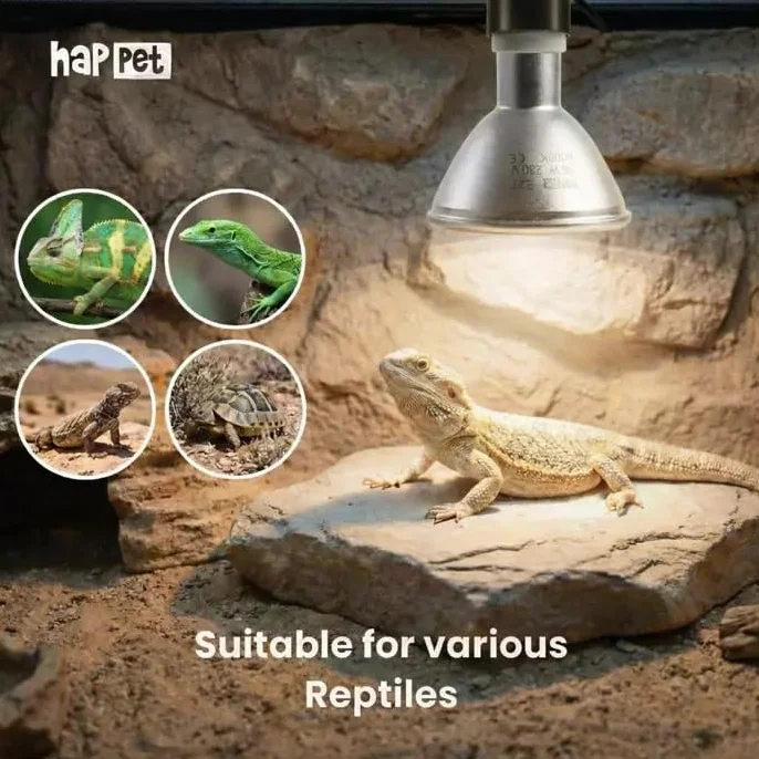 HAPPET Terra Żarówka Metahalogenowa 35 W – 3 w 1 Światło Dzienne do Terrarium – Ciepło, UVA i UVB w Jednej Lampie z Gwintem E27 – Pełne Spektrum dla Gadów i Płazów