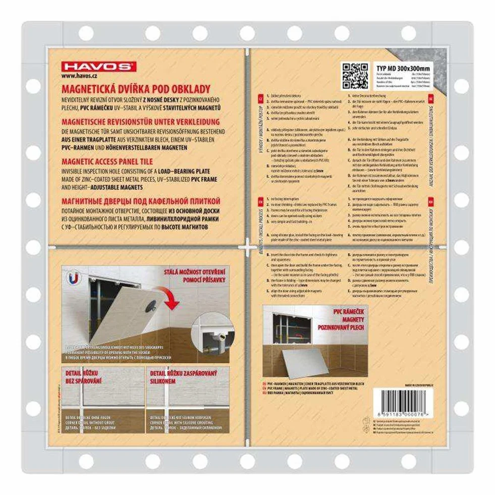Drzwi rewizyjne magnetyczne do kafelkowania 250 x 330 mm