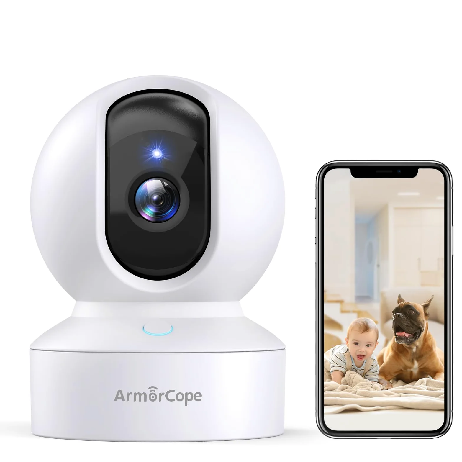 Kamera dla zwierząt domowych, kamera dla psa 2K HD z aplikacją na telefon, panorama/pochylenie 360°, połączenie jednym kliknięciem do niania, noktowizor MagivPix, alarm śledzenia ruchu z
