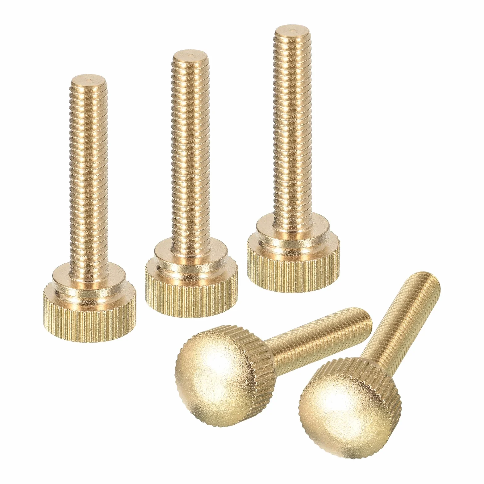 QUARKZMAN M6 x 30 mm radełkowane śruby kciukowe, 5 sztuk mosiężne radełkowane śruby na kciuk z guzikami na ramię elementy mocujące, kolor mosiądzu