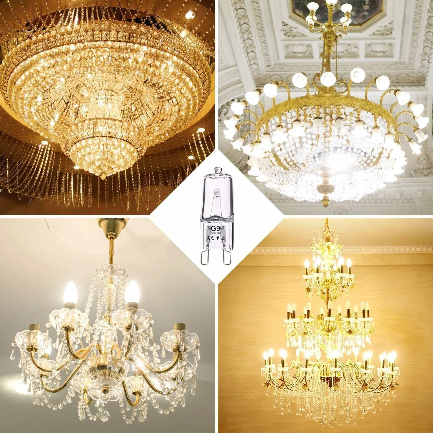 OSDUE Żarówki halogenowe G9 28 W Żarówki halogenowe 230 V 2800 K, ciepła biel, możliwość ściemniania, lampy halogenowe, lampa z cokołem wtykowym, 10 sztuk