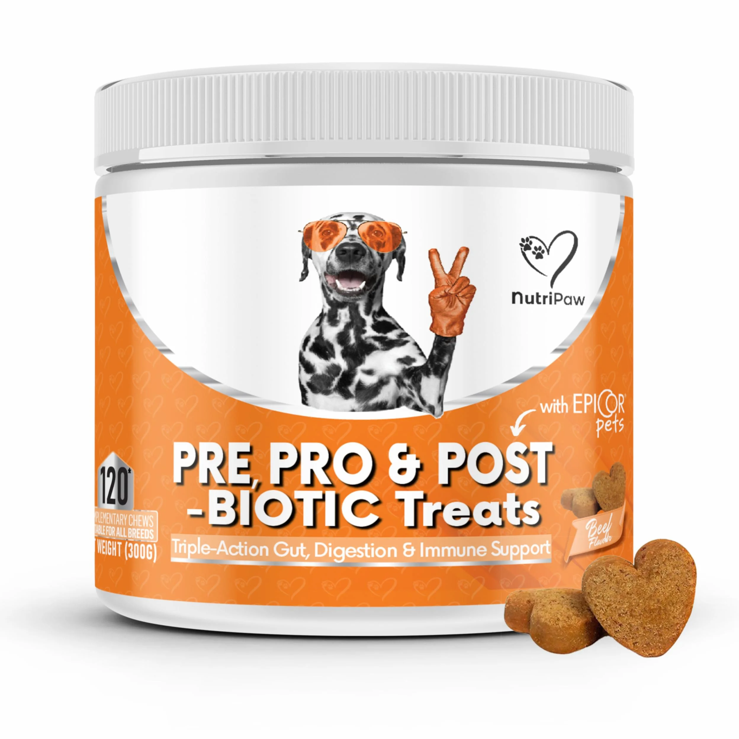 NutriPaw Pre Pro i Postbiotyczne Przekąski Dla Psów Zdrowie Układu Trawiennego Wrażliwy Brzuch