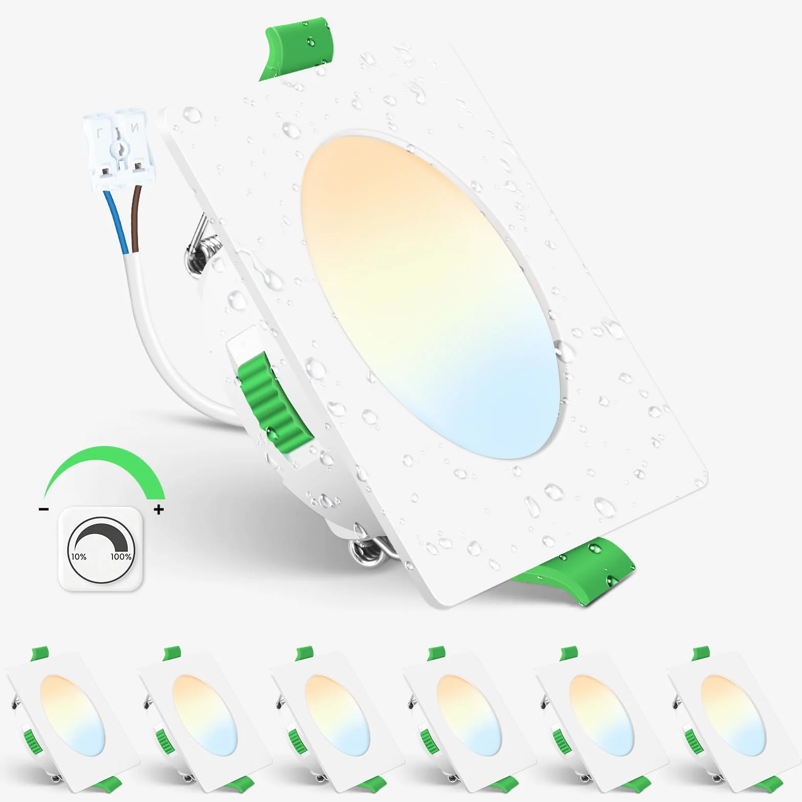 ALUSSO Reflektor Wpuszczany LED 230V, 4W 310LM Reflektor Łazienkowy, IP44 Oprawy Wpuszczane Ciepła Biel 3000K Neutralna Biel 4000K Zimna Biel 6500K Regulowane, Do Łazienki, Kuchni, Biały, 6 Sztuk