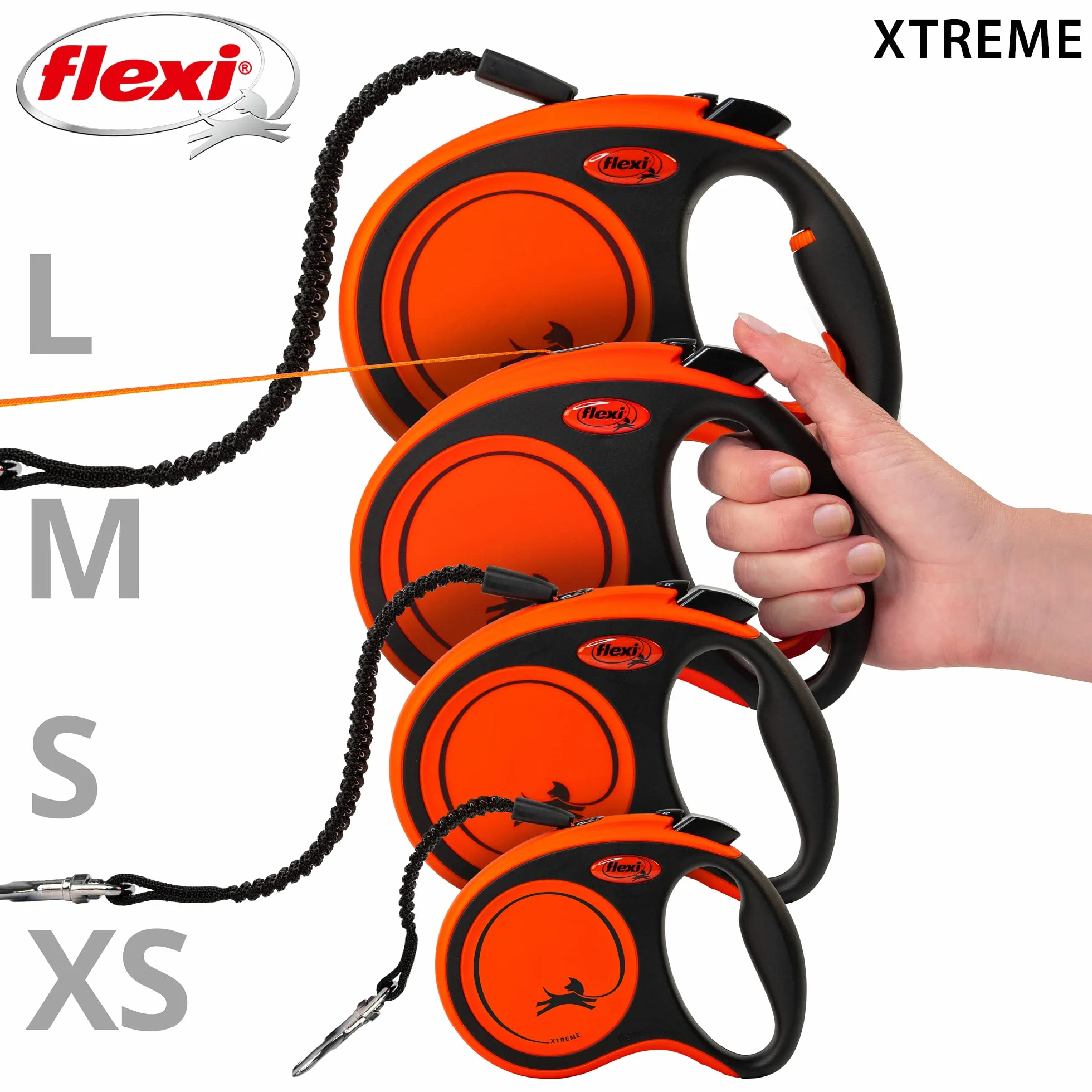 Flexi Xtreme 5 m Czarny, Pomarańczowy Pies